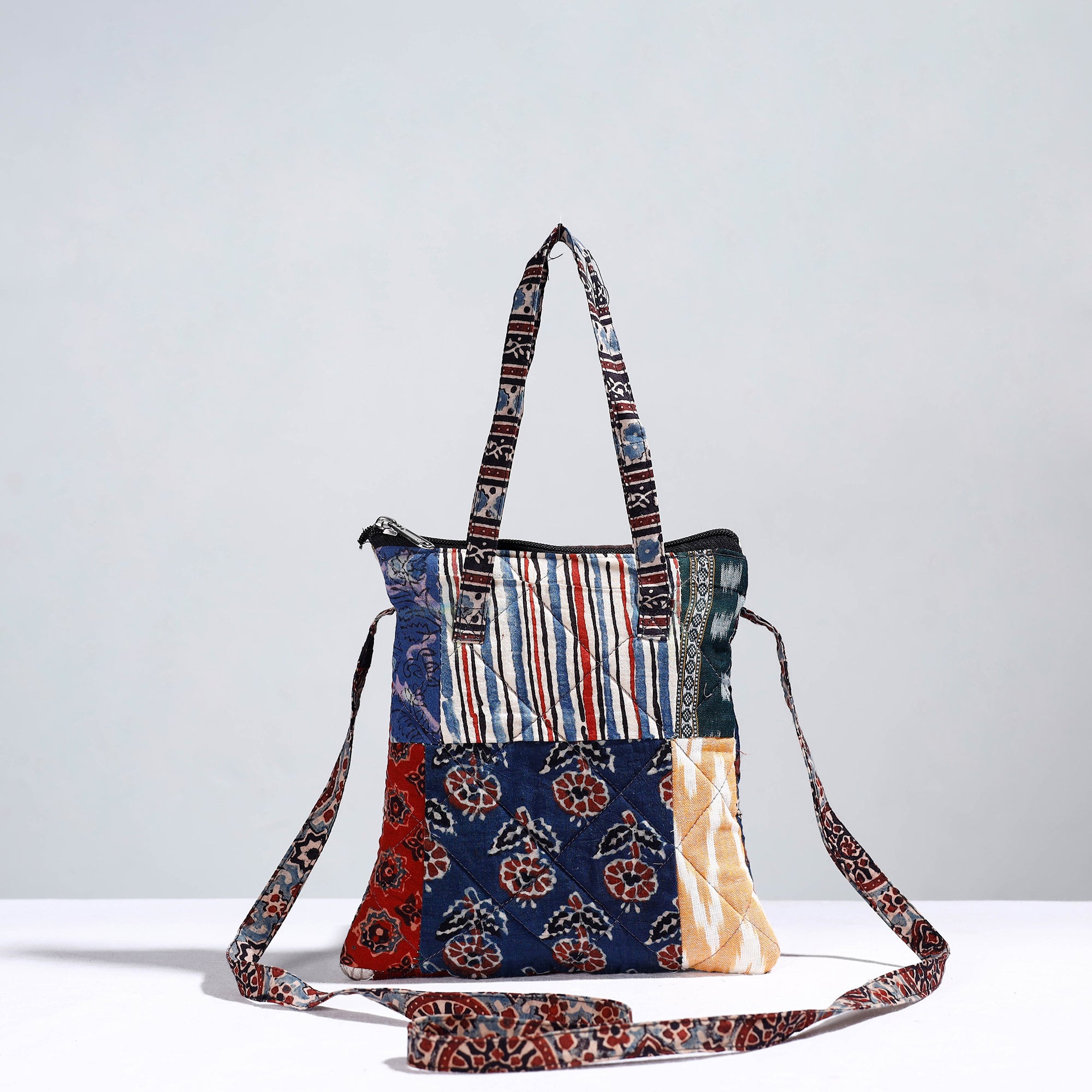 Multicolor - Handmade Quilted Cotton Patchwork Sling Bag 17