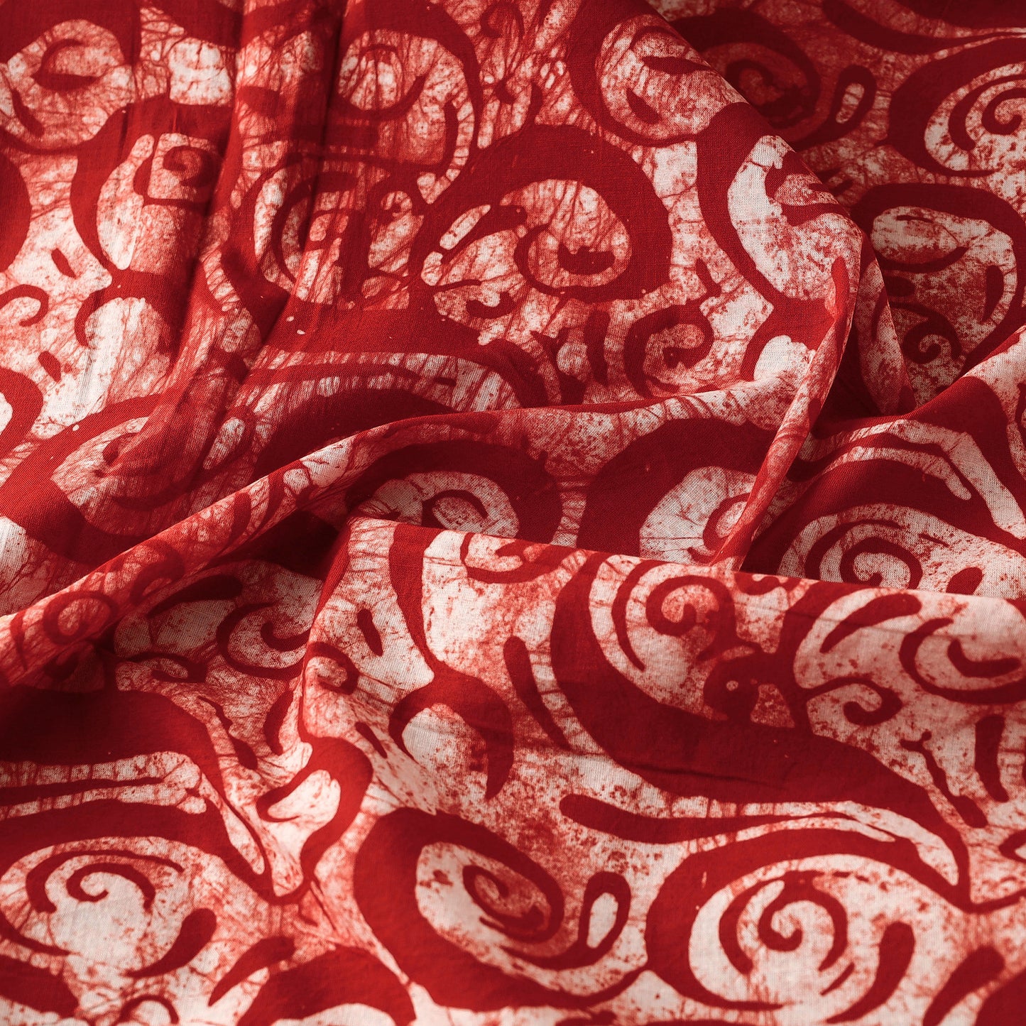 Cotton Red Hand Batik Print Fabric