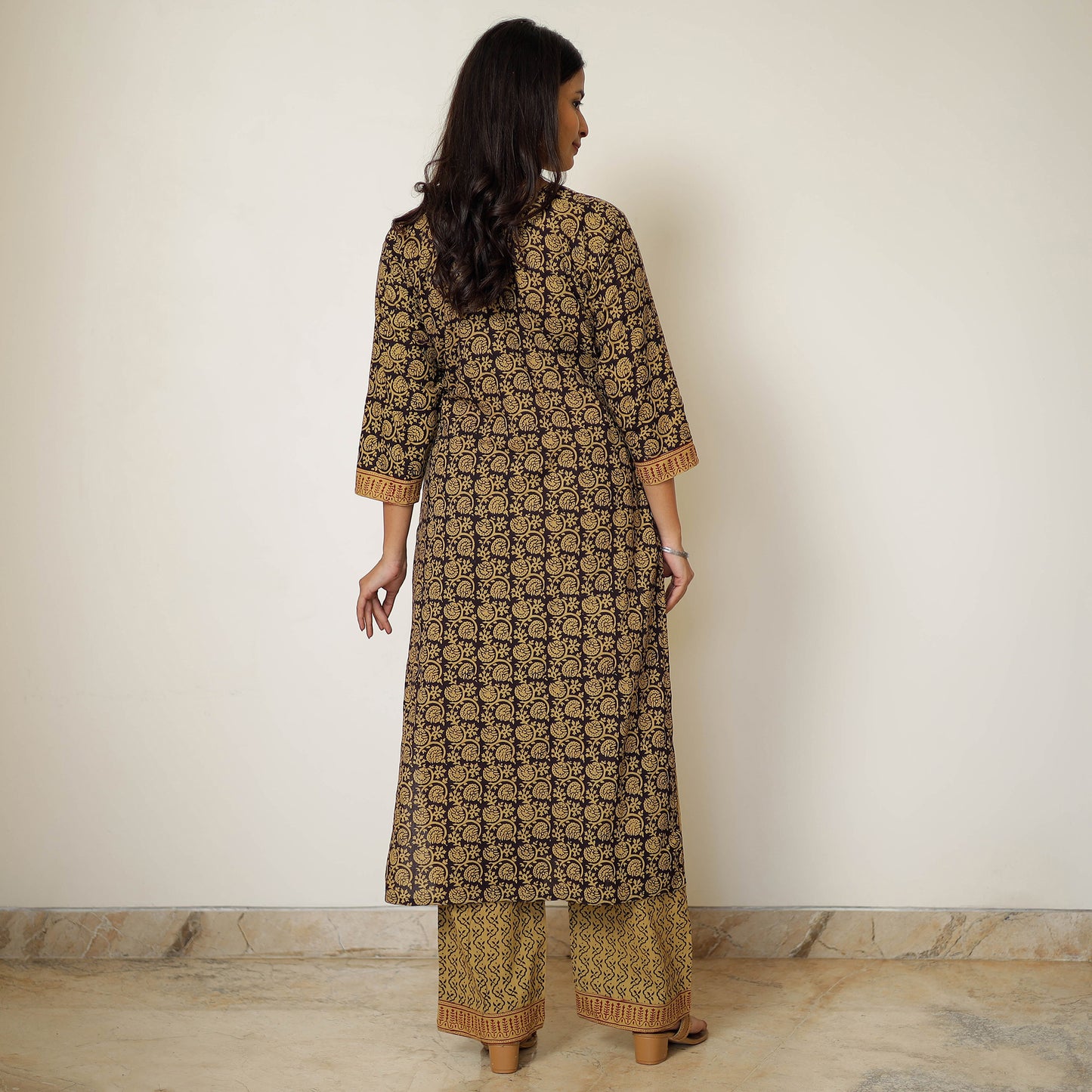 Bagh Block Printed Cotton Kurta with Palazzo & Dupatta Set 03