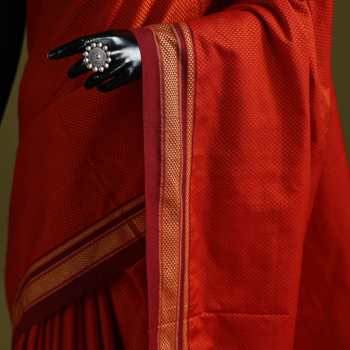 Silk cotton khun saree with ilkal pallu chikki paras border