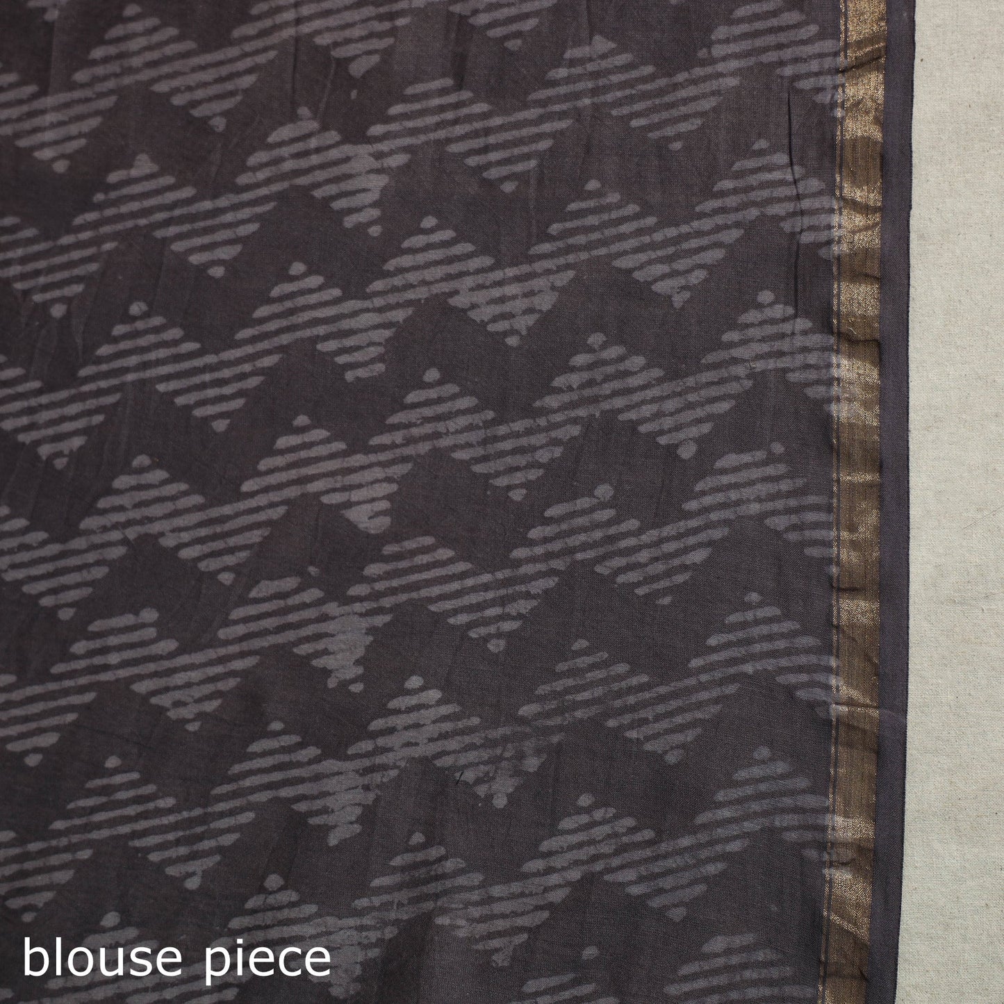 Block Print Chanderi Silk Bagru Saree with Zari Border