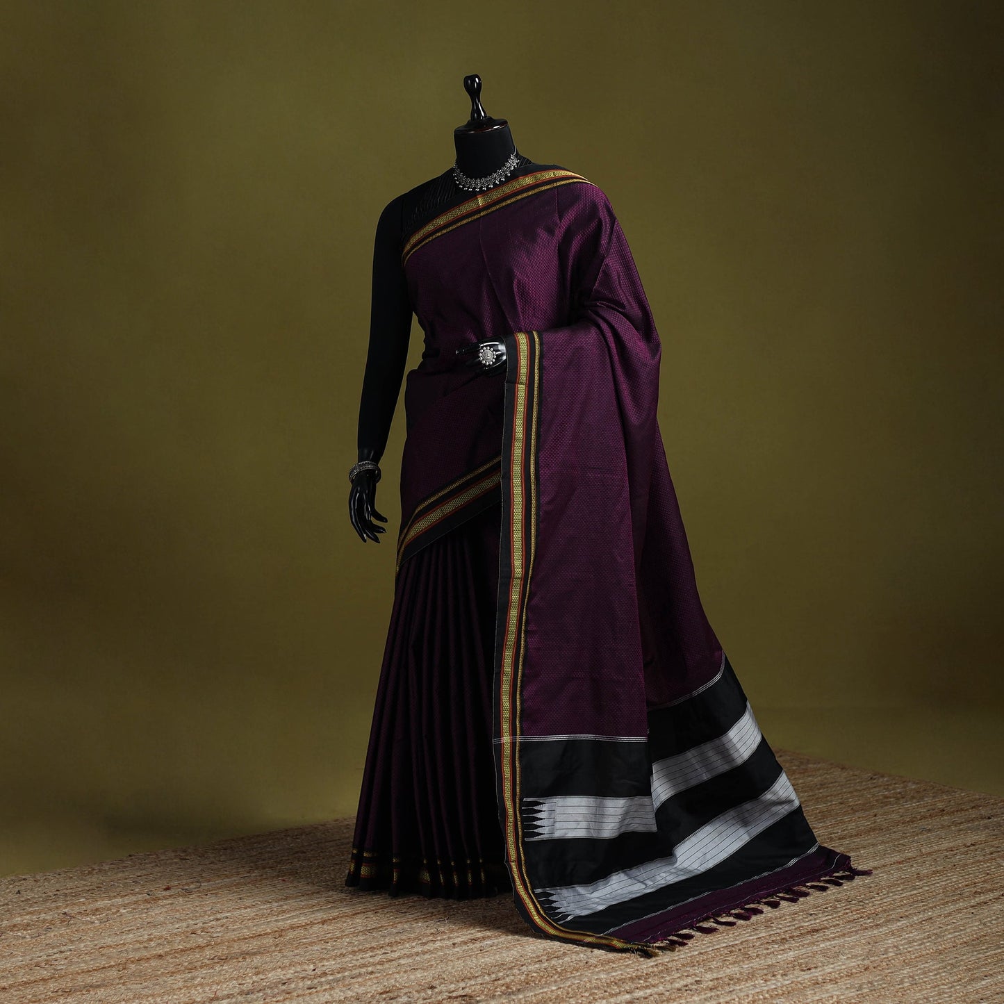 Silk cotton khun saree with ilkal pallu chikki paras border