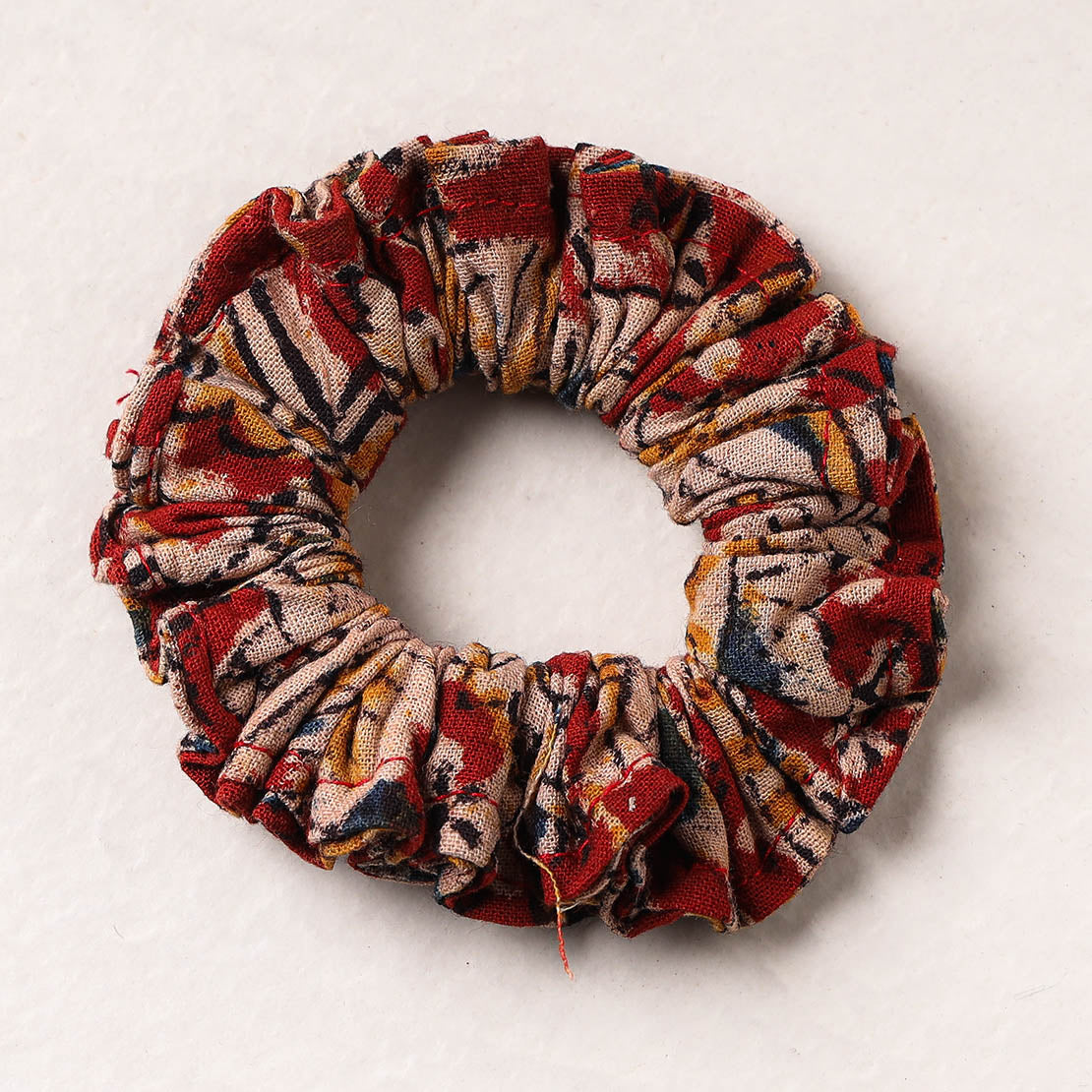 Kalamkari Block Printed Cotton Elastic Rubber Band/Scrunchie