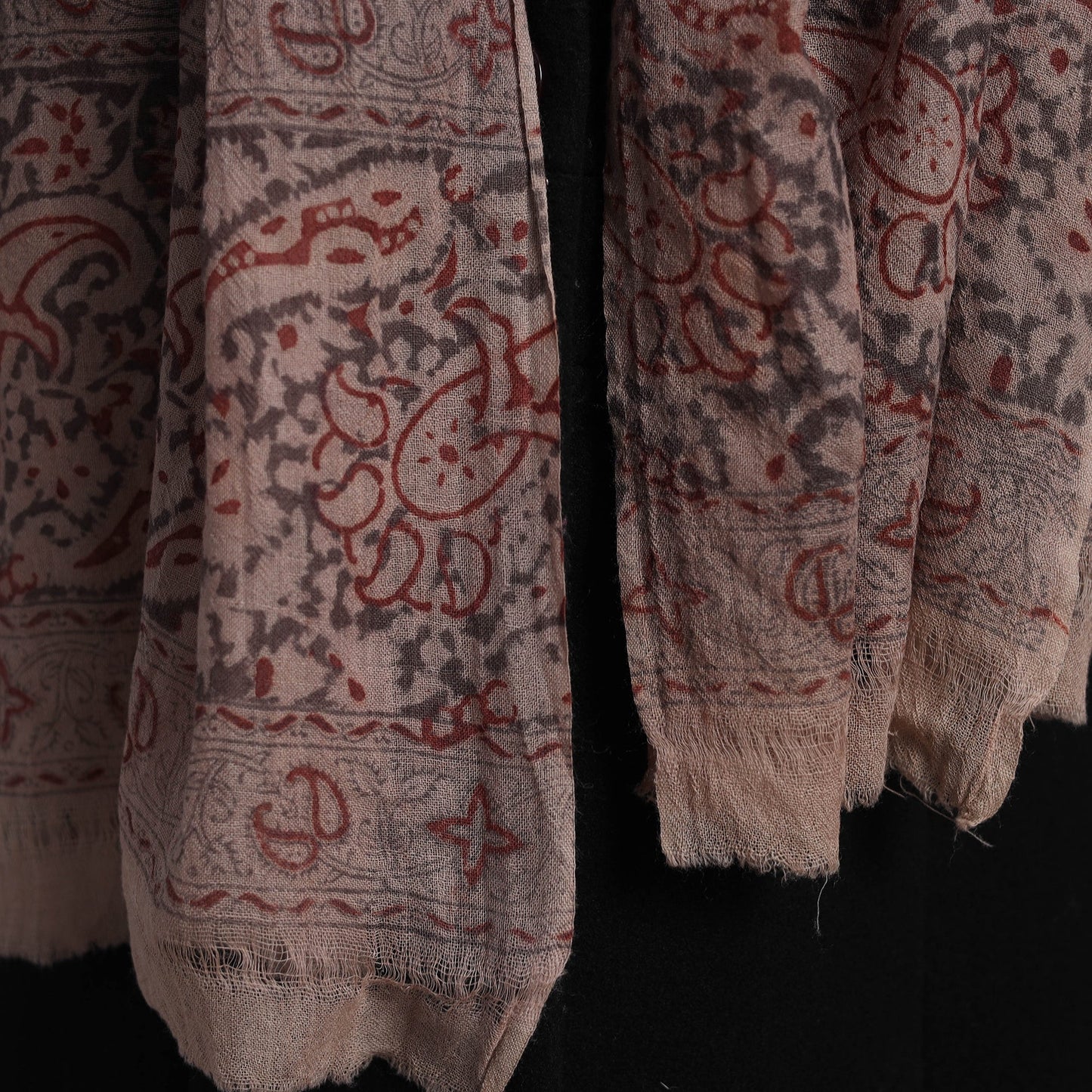 Block Print Pedana Kalamkari Wool Stole