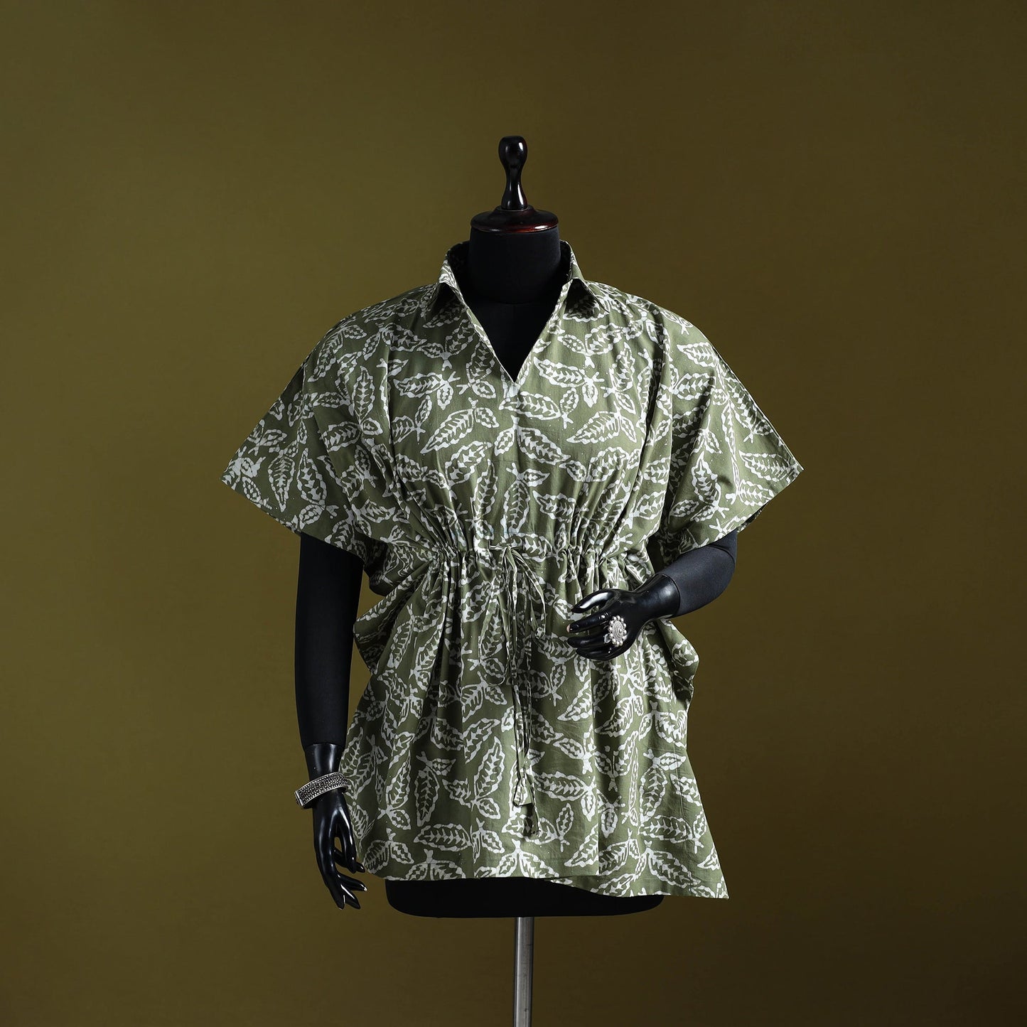 Hand batik cotton short kaftan 19 - handcrafted