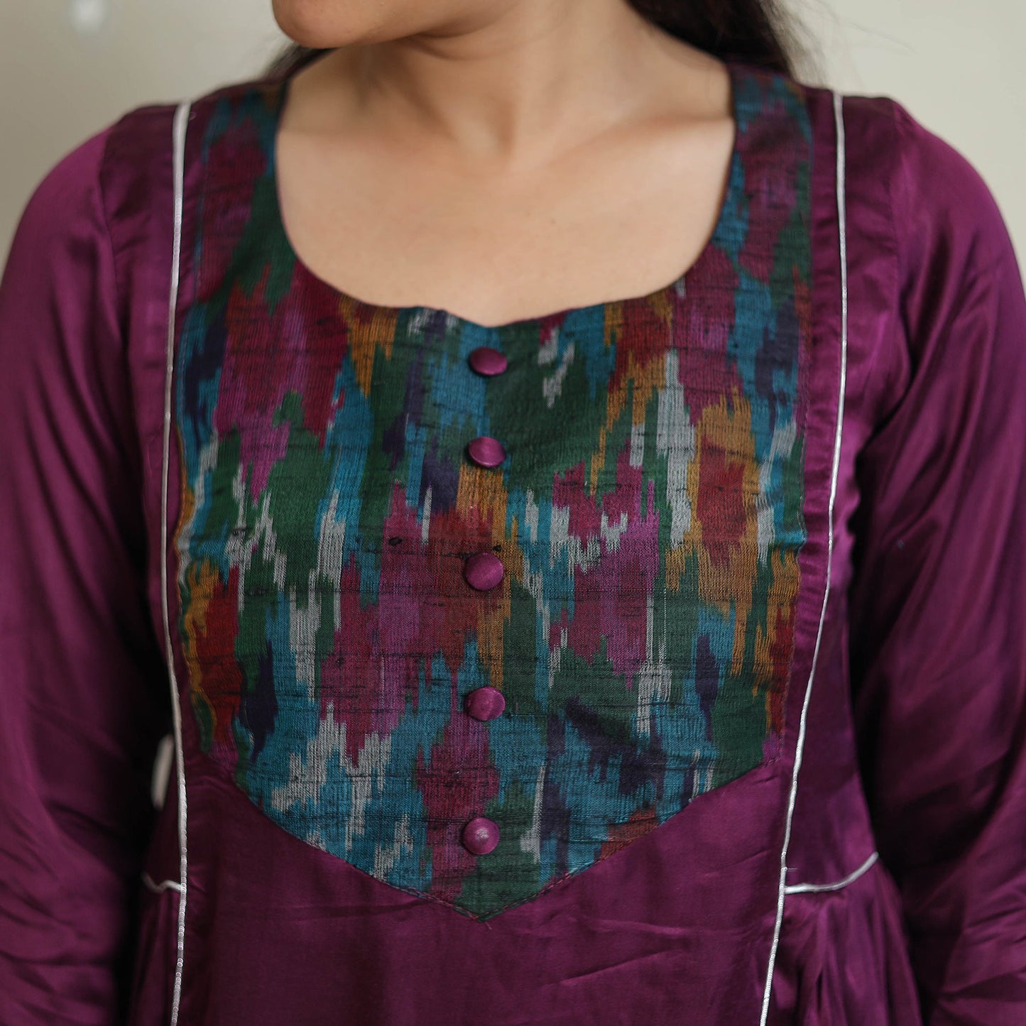Aahana dark purple modal silk plain a-line kurta
