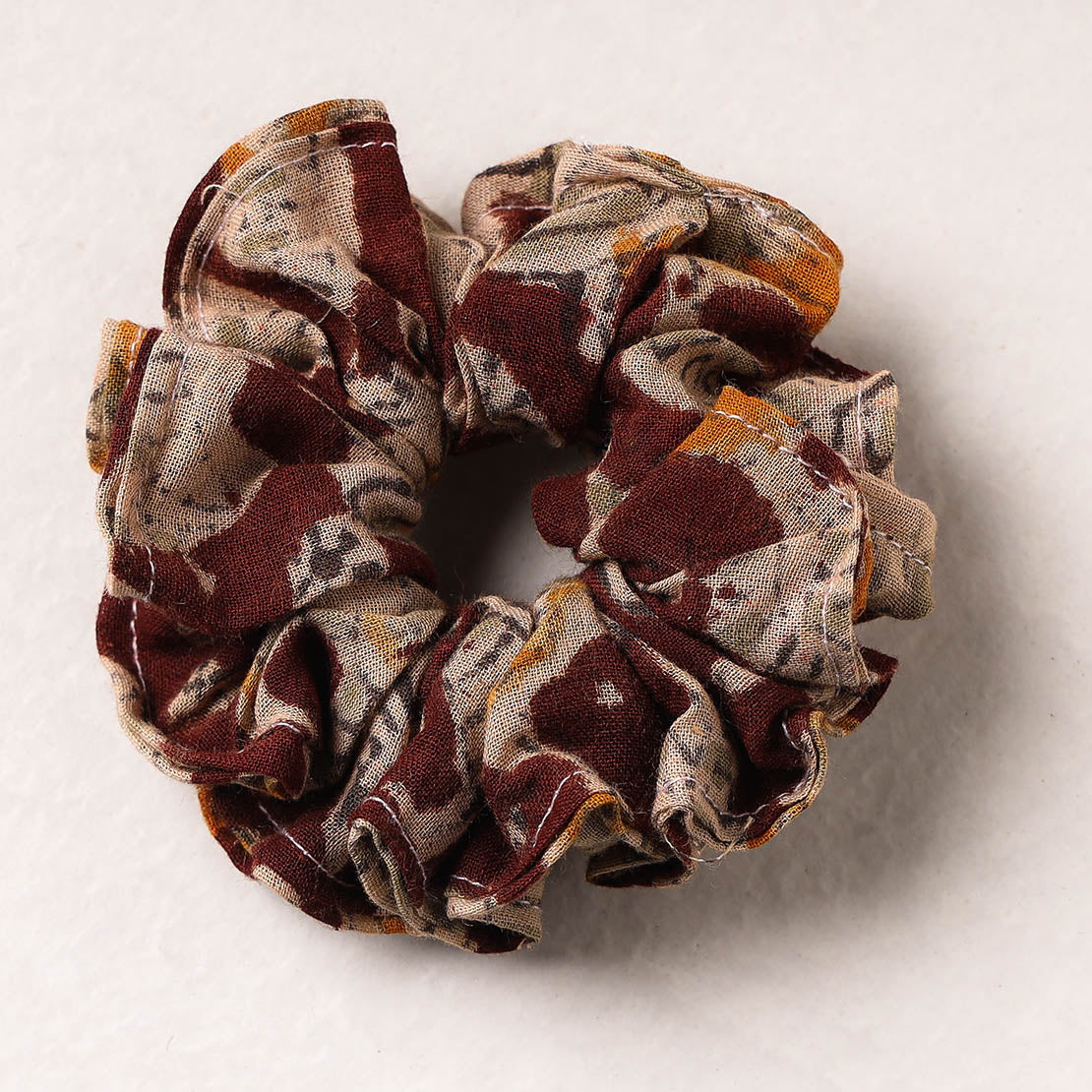Kalamkari Block Printed Cotton Elastic Rubber Band/Scrunchie