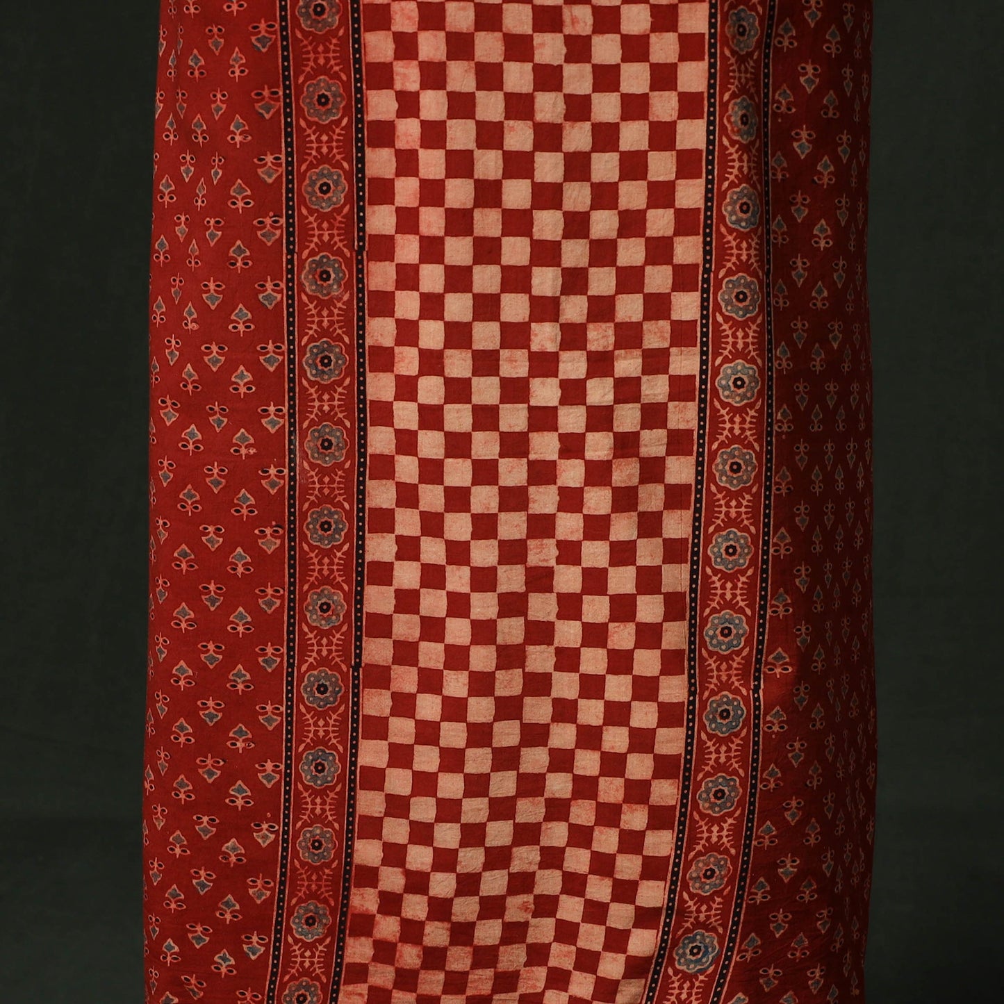 Ajrakh hand block print natural dyed cotton unstitched