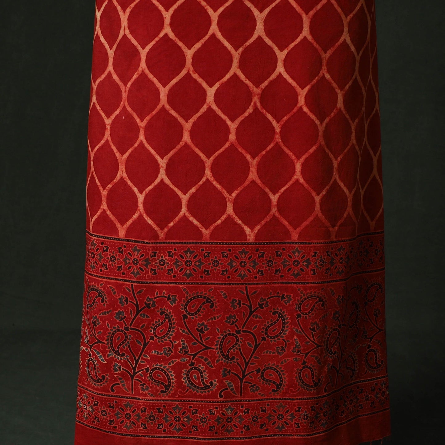 Ajrakh hand block print natural dyed cotton unstitched