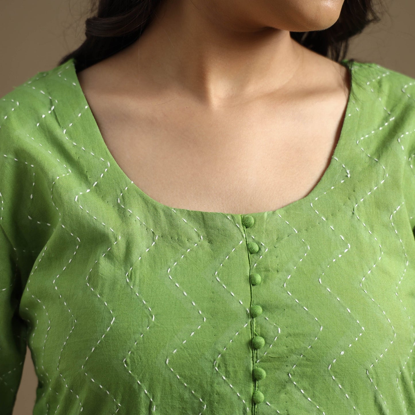 Plain Cotton Tagai Work Long Kurta