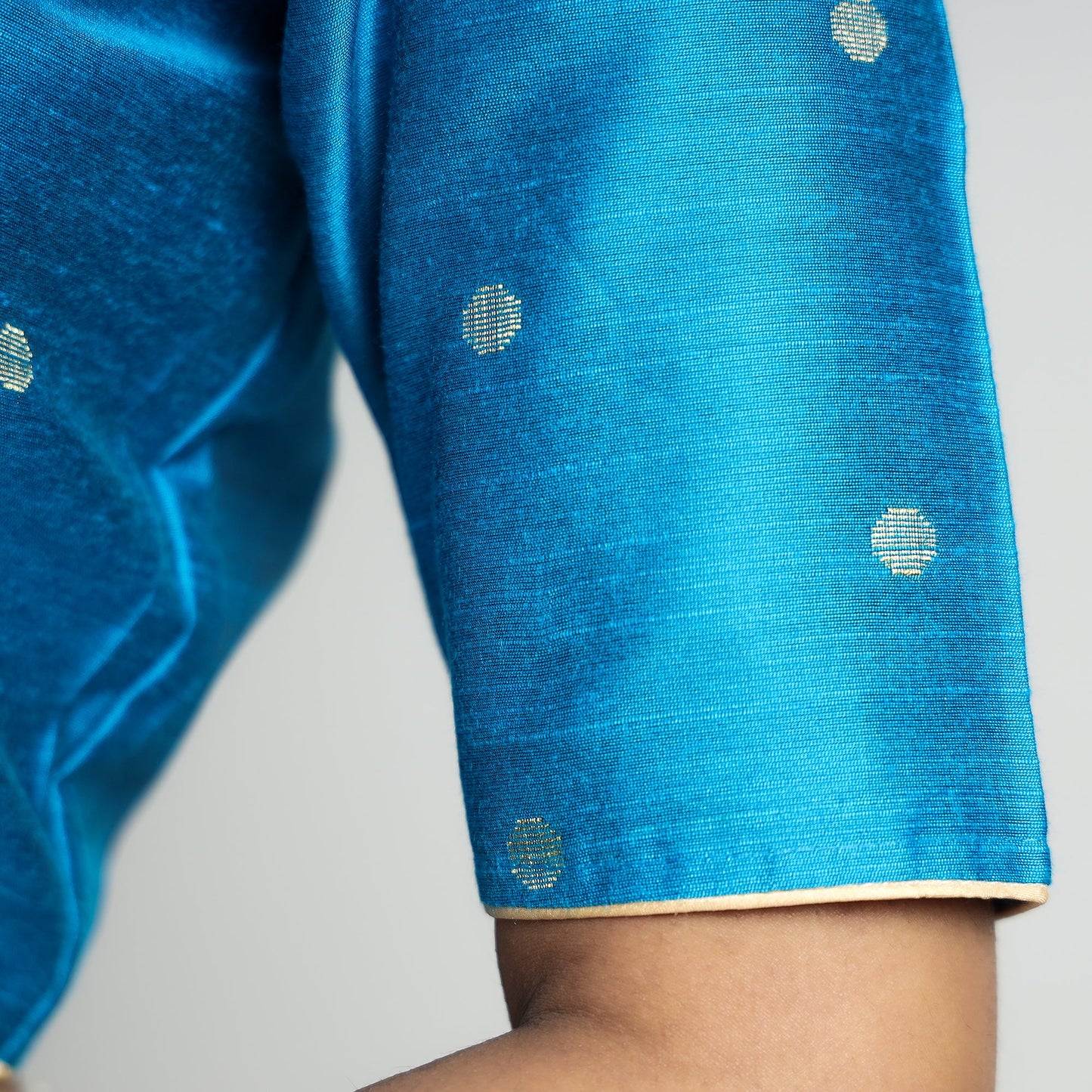 Buy Polka Dot Zari Buti Viscose Silk Stitched Blouse Online at iTokri.com