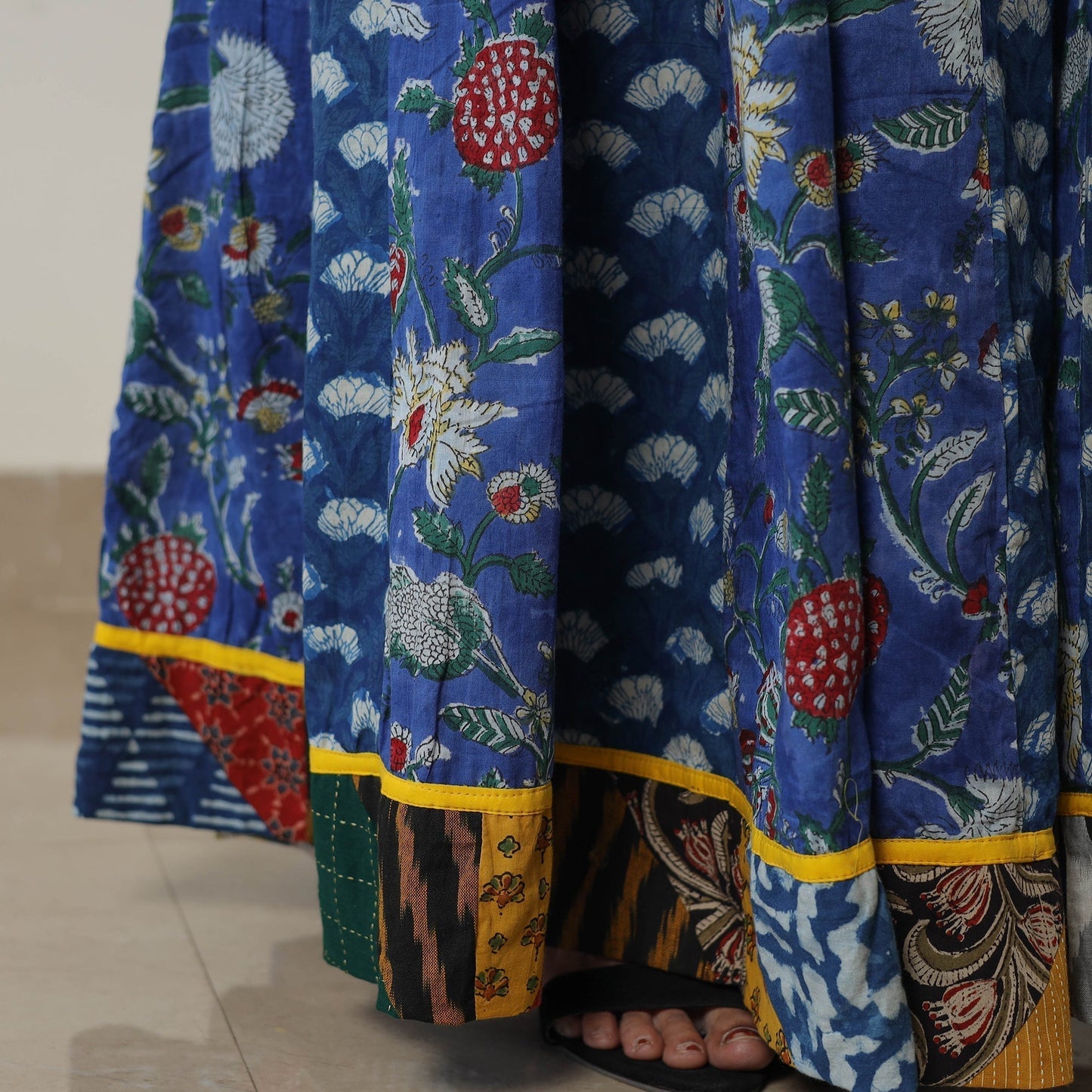 Bagru Block Printed 24 Kali Patchwork Cotton Long Skirt 19