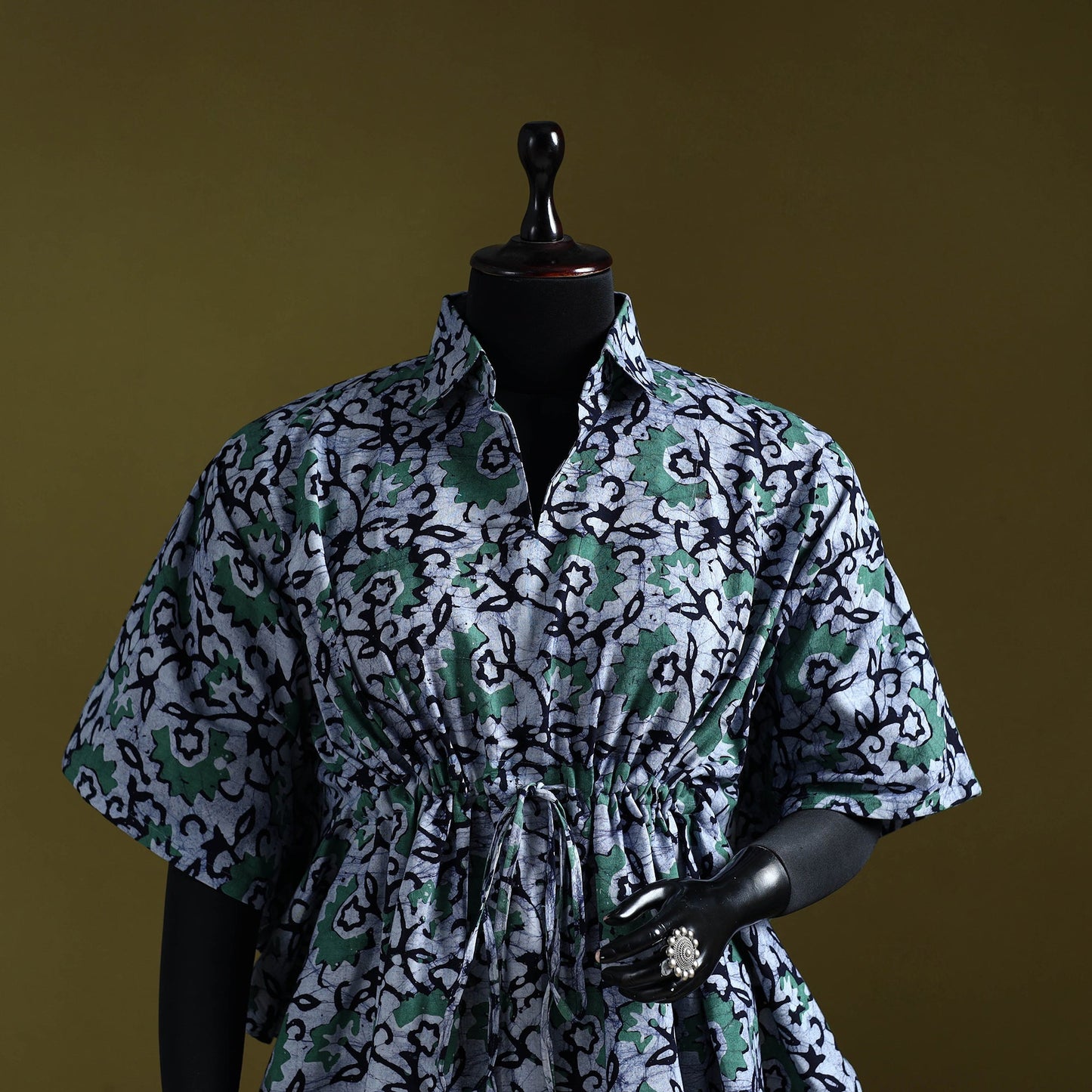 Hand batik cotton short kaftan 14 - handcrafted