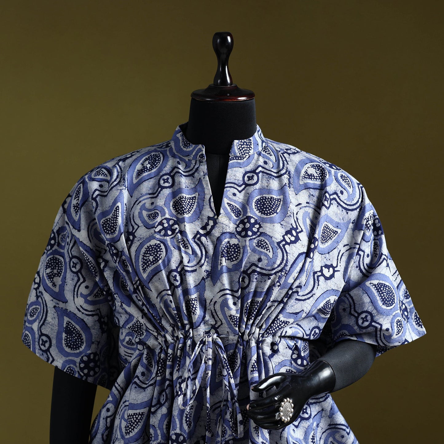 Hand batik cotton medium kaftan 33 - handcrafted