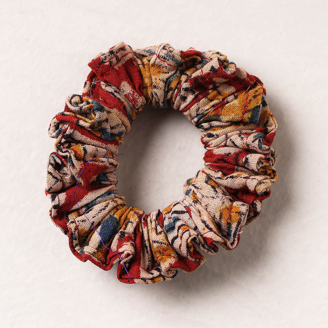 Kalamkari Block Printed Cotton Elastic Rubber Band/Scrunchie