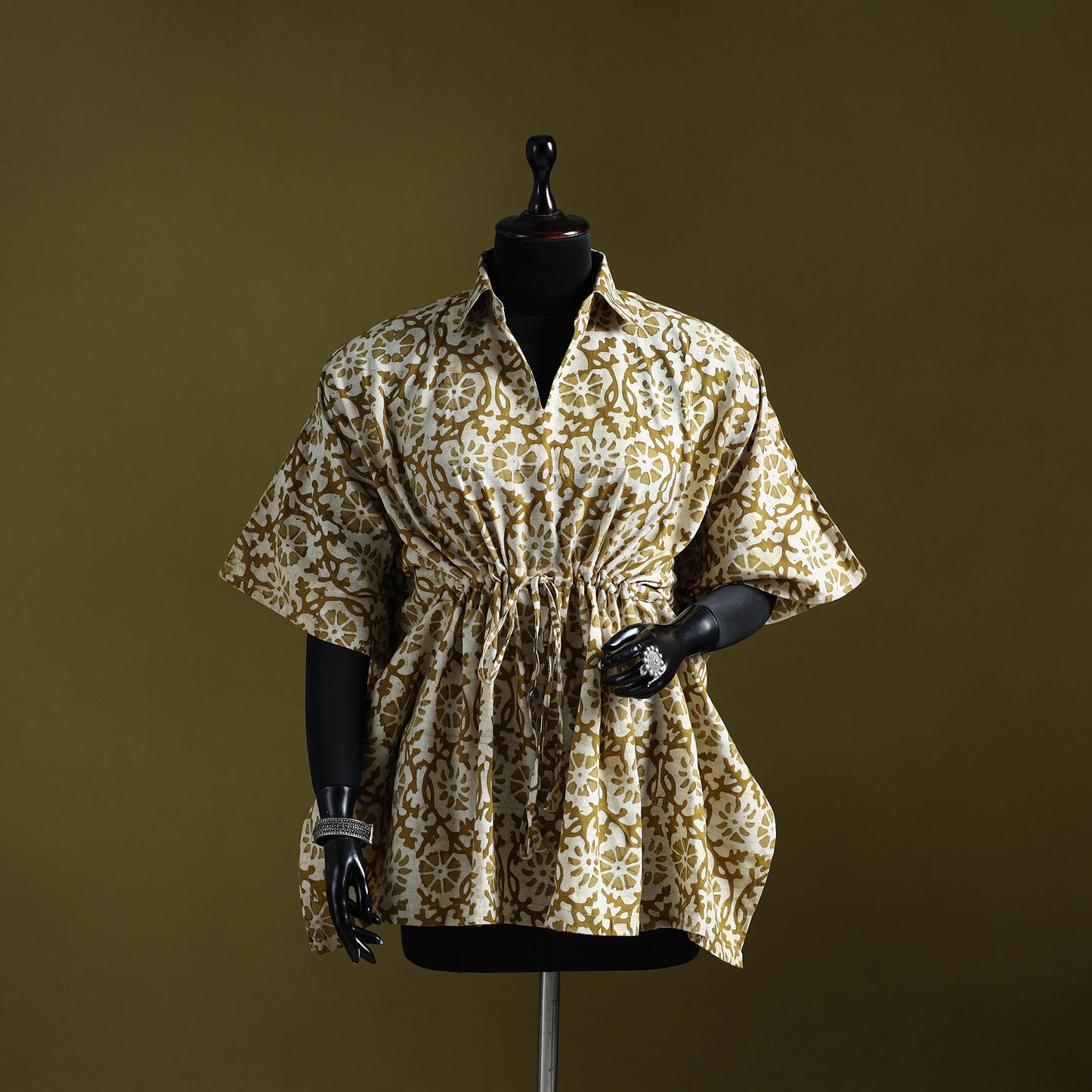 Hand batik cotton short kaftan 23 - handcrafted