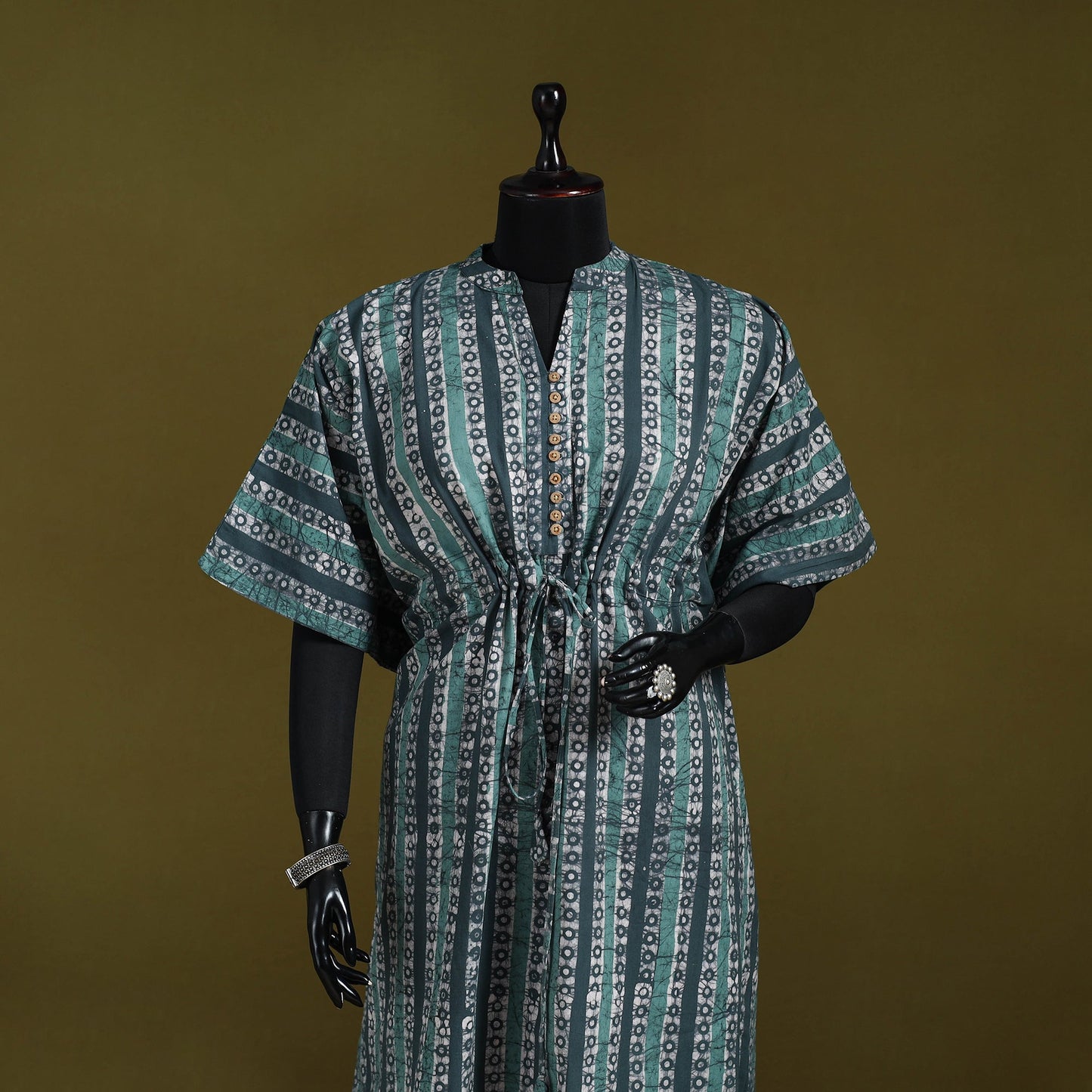 Hand batik cotton long kaftan 29 - handcrafted