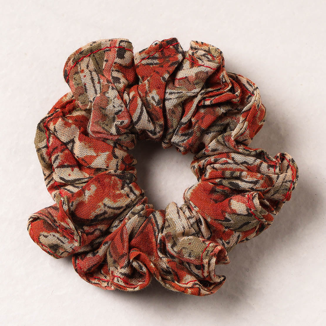 Kalamkari Block Printed Cotton Elastic Rubber Band/Scrunchie