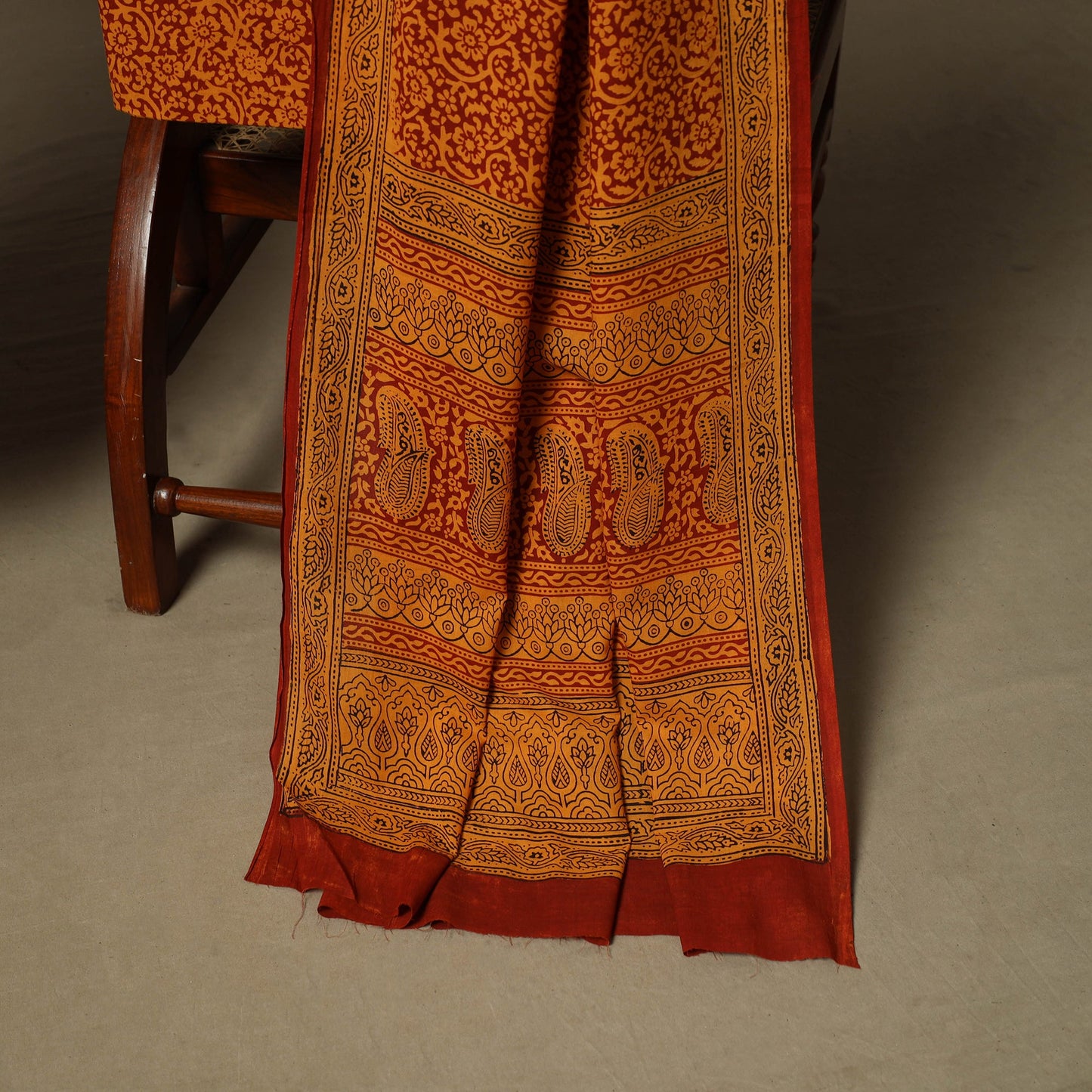 Bagh hand block print natural dyed cotton 3pc unstitched