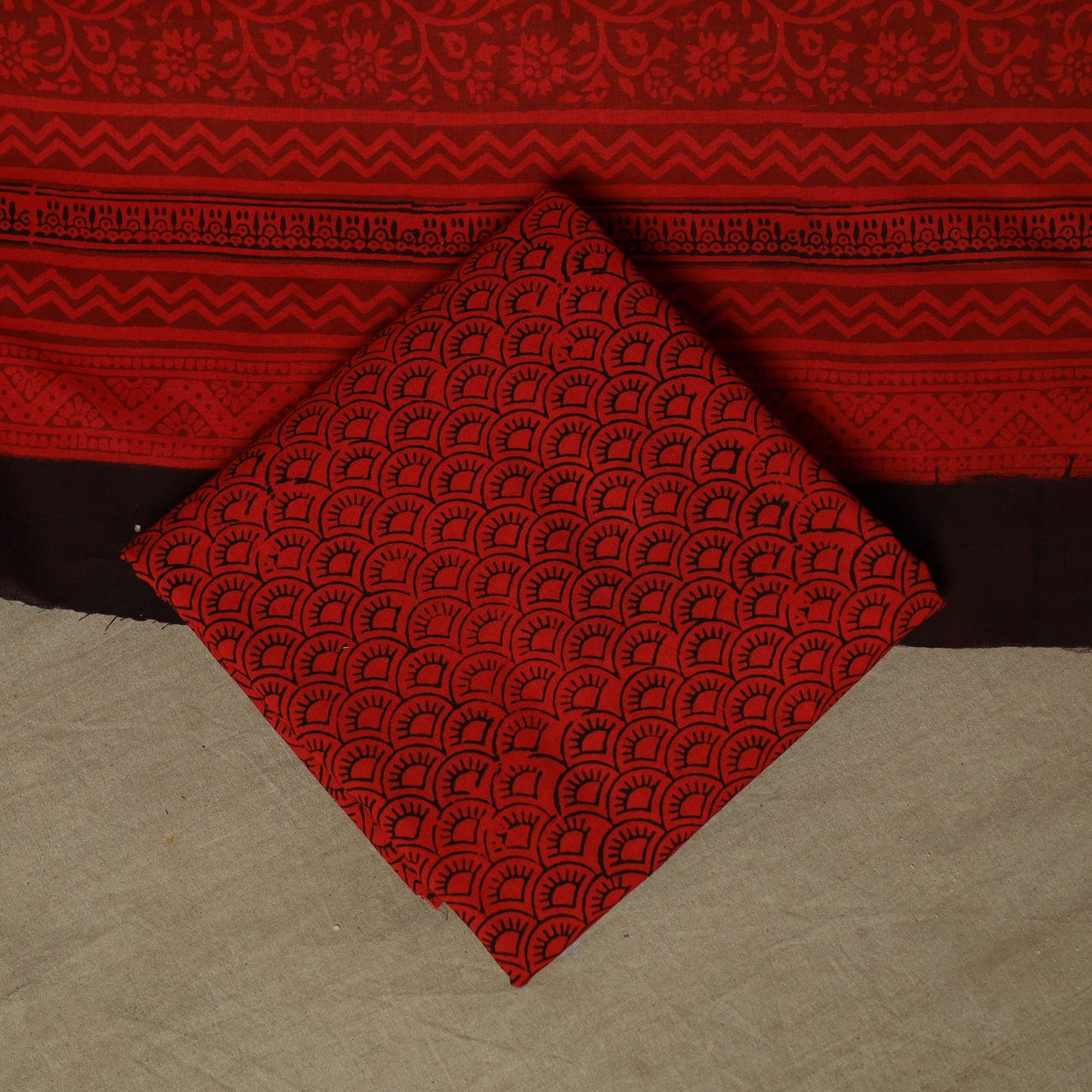 Bagh hand block print natural dyed cotton 3pc unstitched