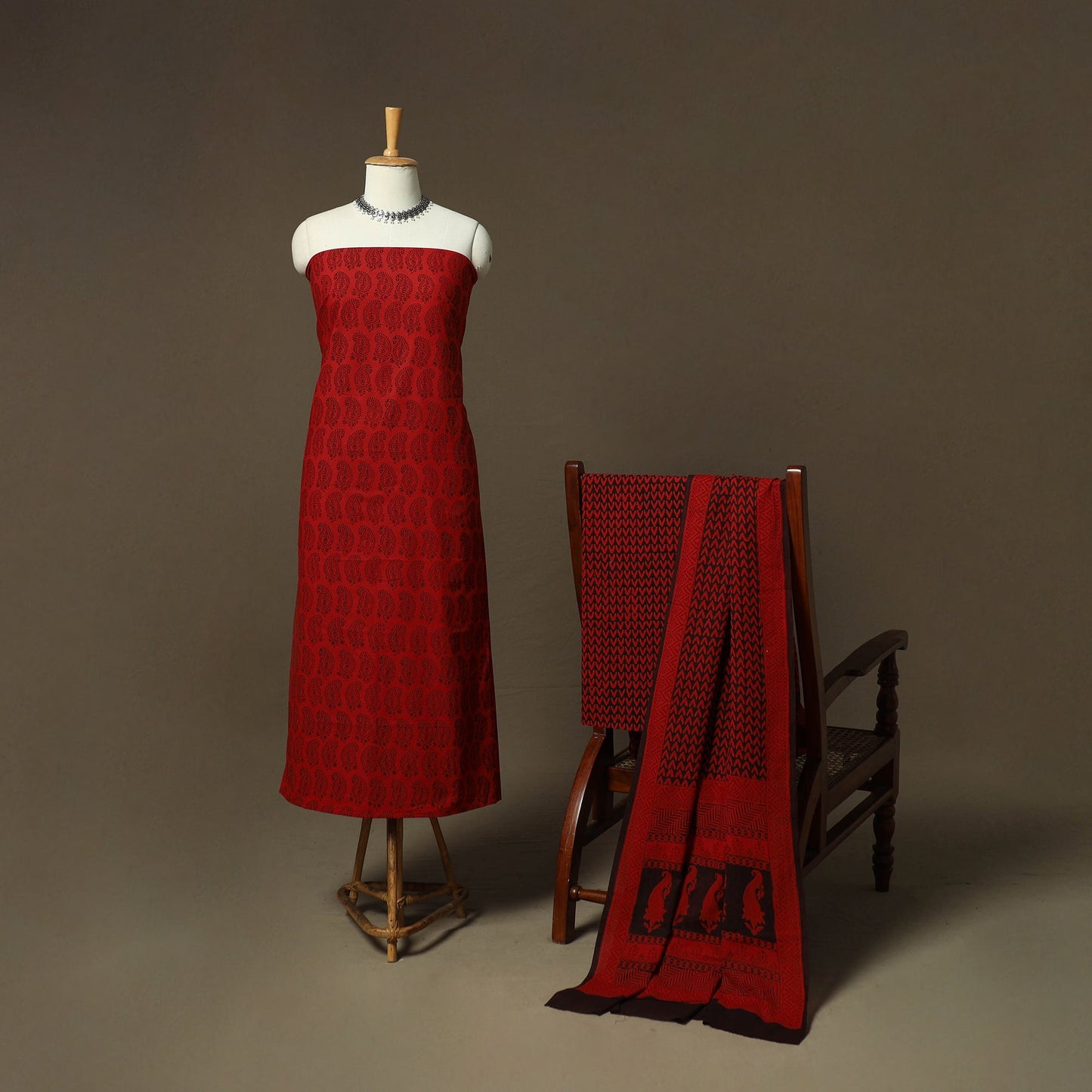 Bagh hand block print natural dyed cotton 3pc unstitched