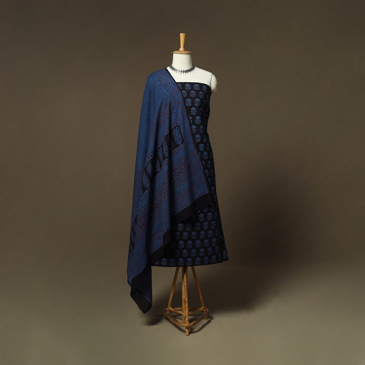 Bagh hand block print natural dyed cotton 3pc unstitched