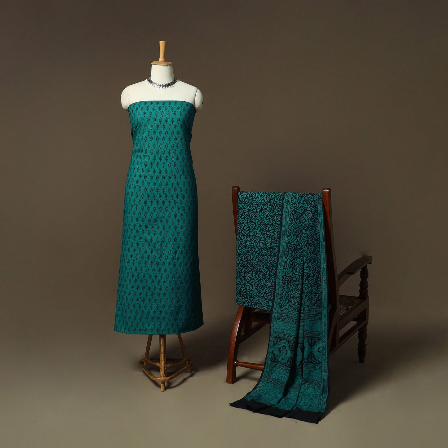 Bagh hand block print natural dyed cotton 3pc unstitched