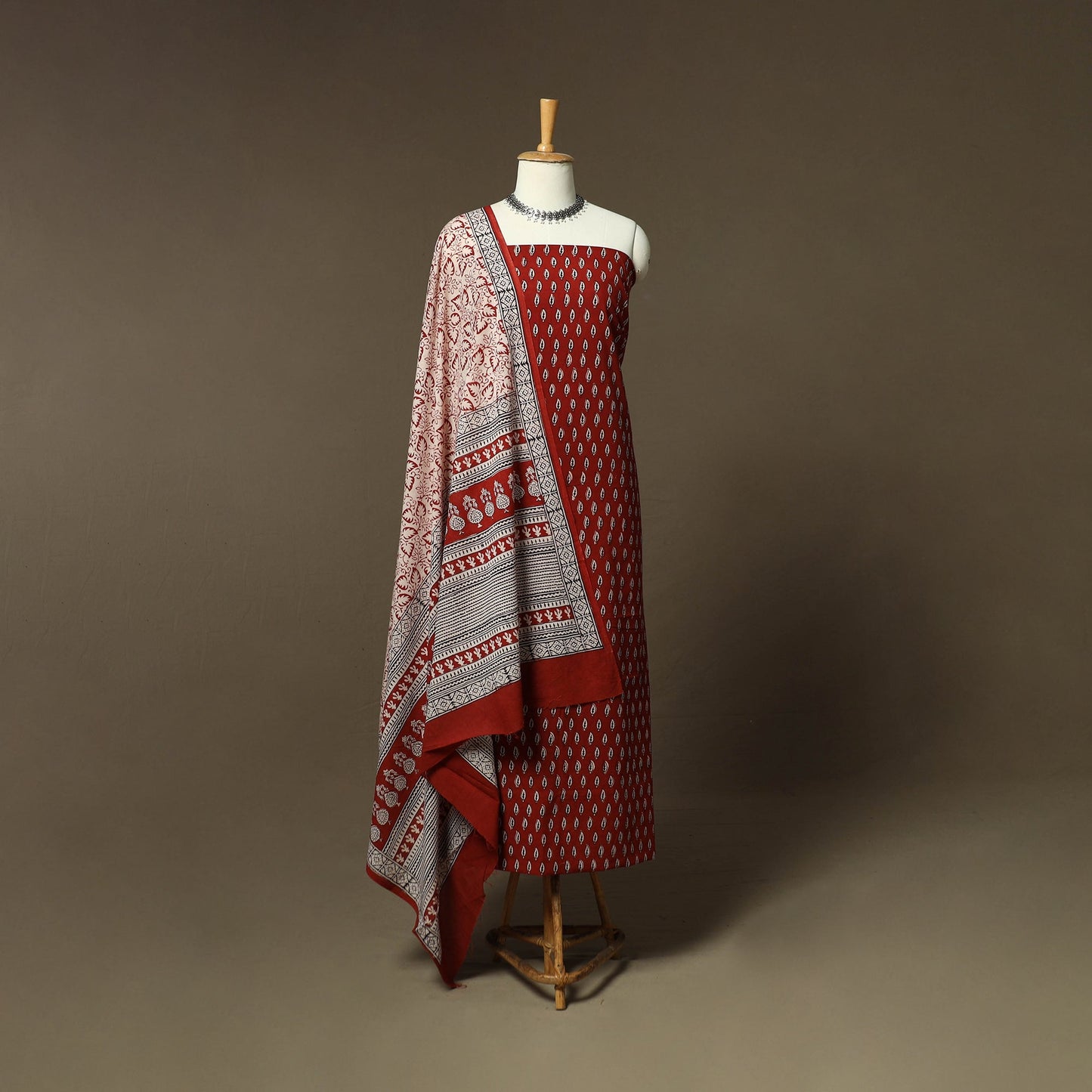 Bagh hand block print natural dyed cotton 3pc unstitched