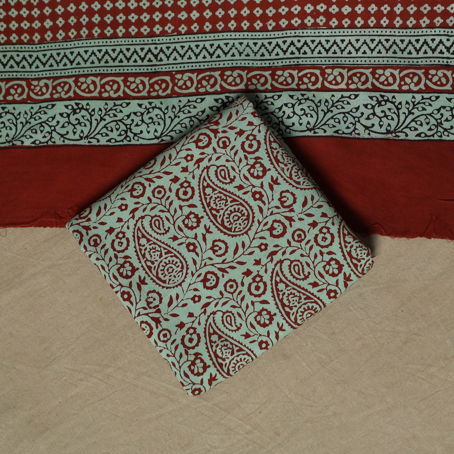 Bagh hand block print natural dyed cotton 3pc unstitched