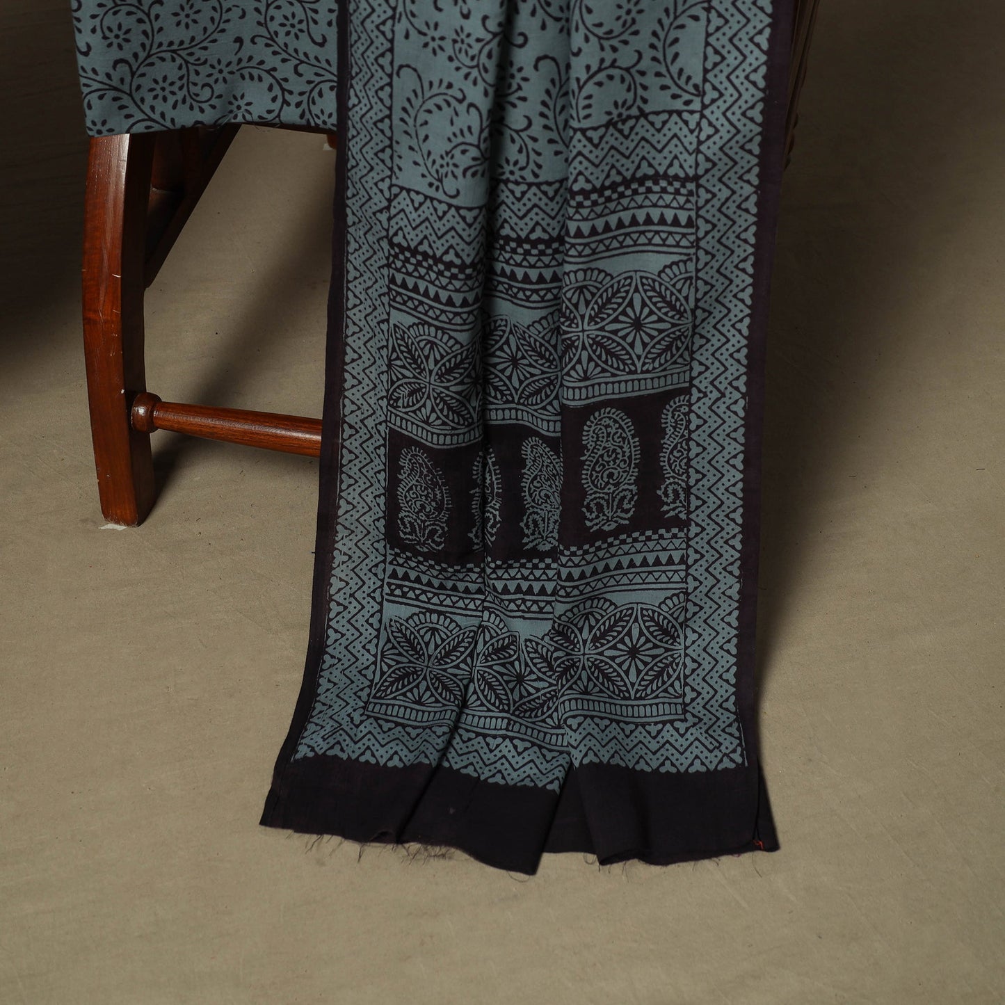 Bagh hand block print natural dyed cotton 3pc unstitched