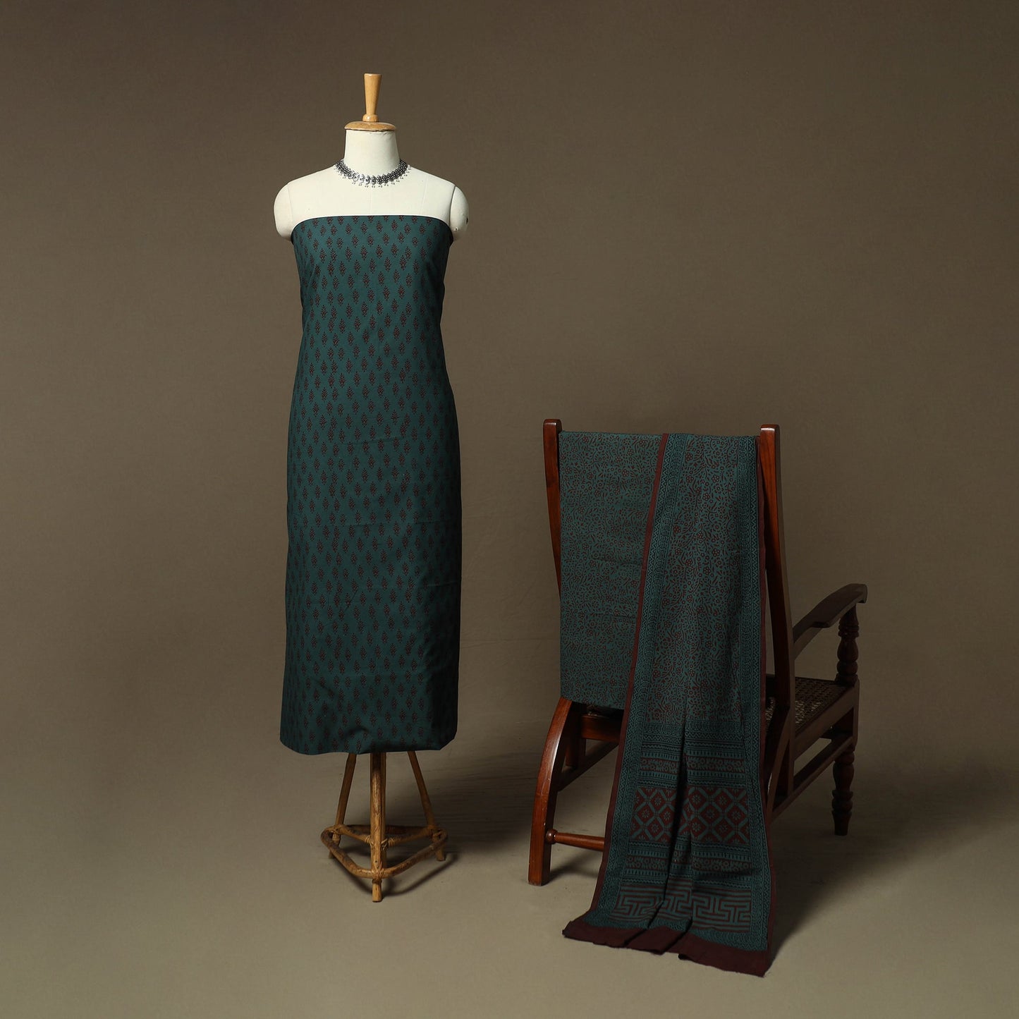 Bagh hand block print natural dyed cotton 3pc unstitched