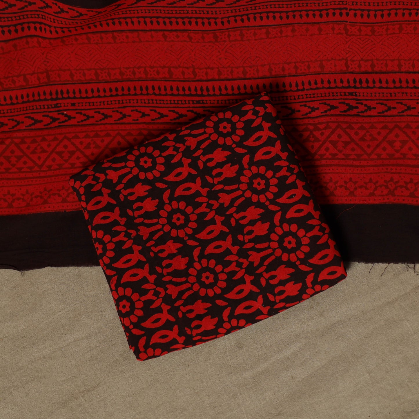 Bagh hand block print natural dyed cotton 3pc unstitched