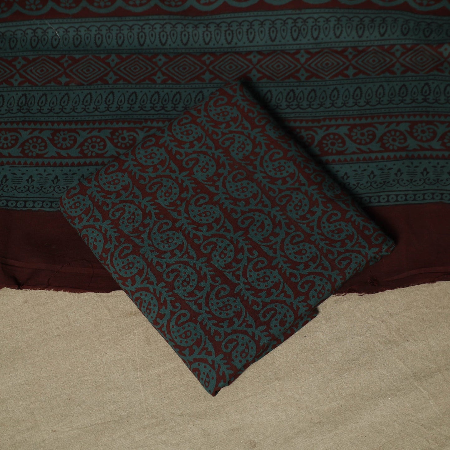 Bagh hand block print natural dyed cotton 3pc unstitched