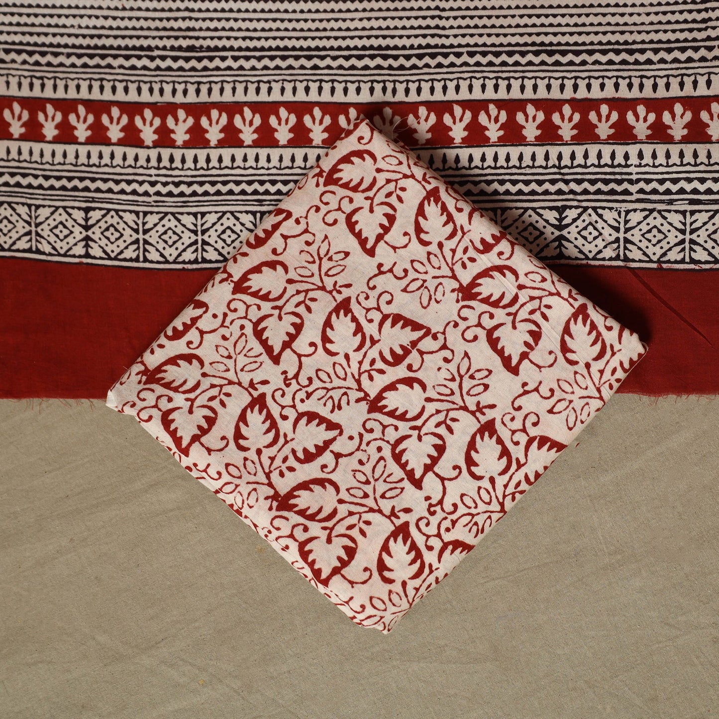 Bagh hand block print natural dyed cotton 3pc unstitched