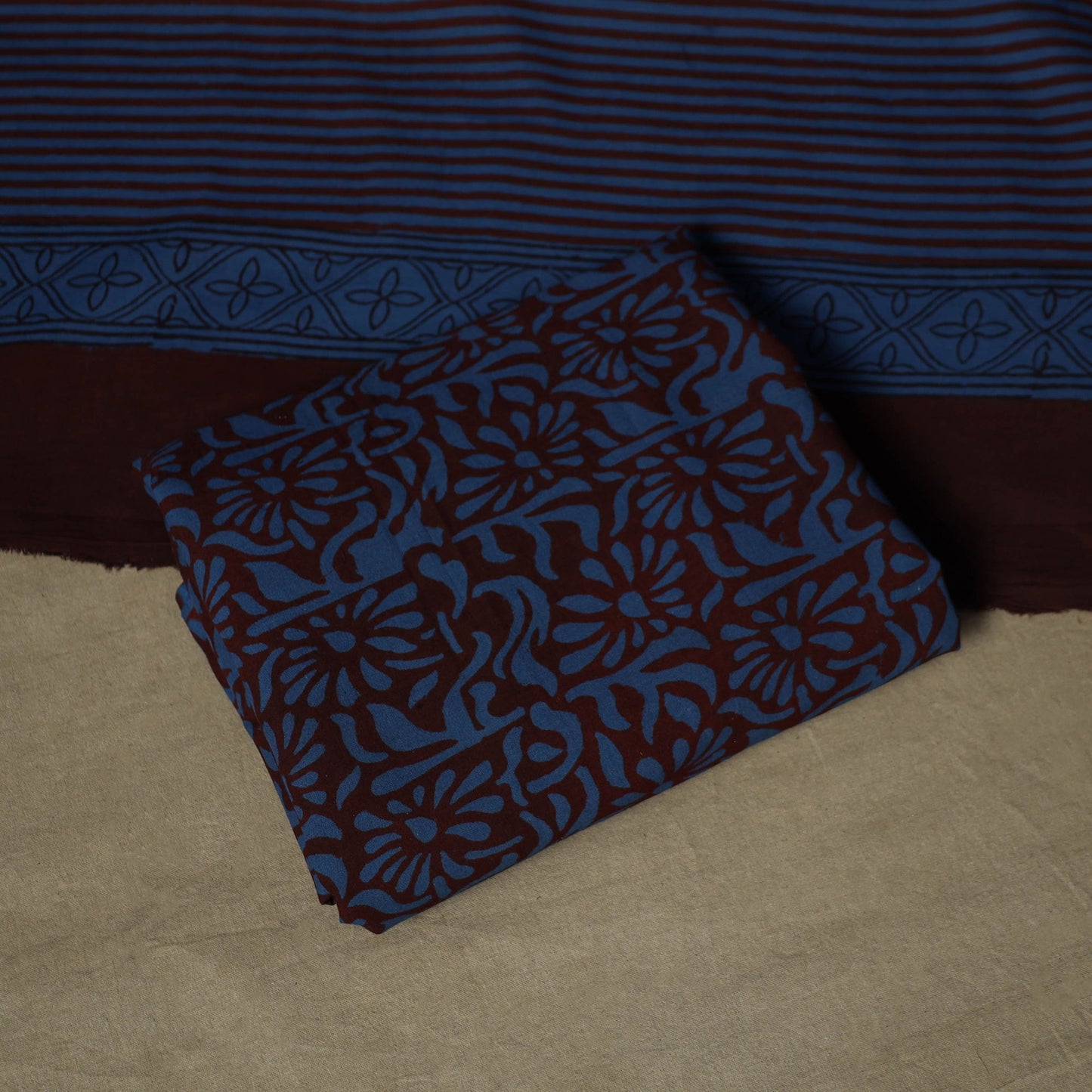 Bagh hand block print natural dyed cotton 3pc unstitched