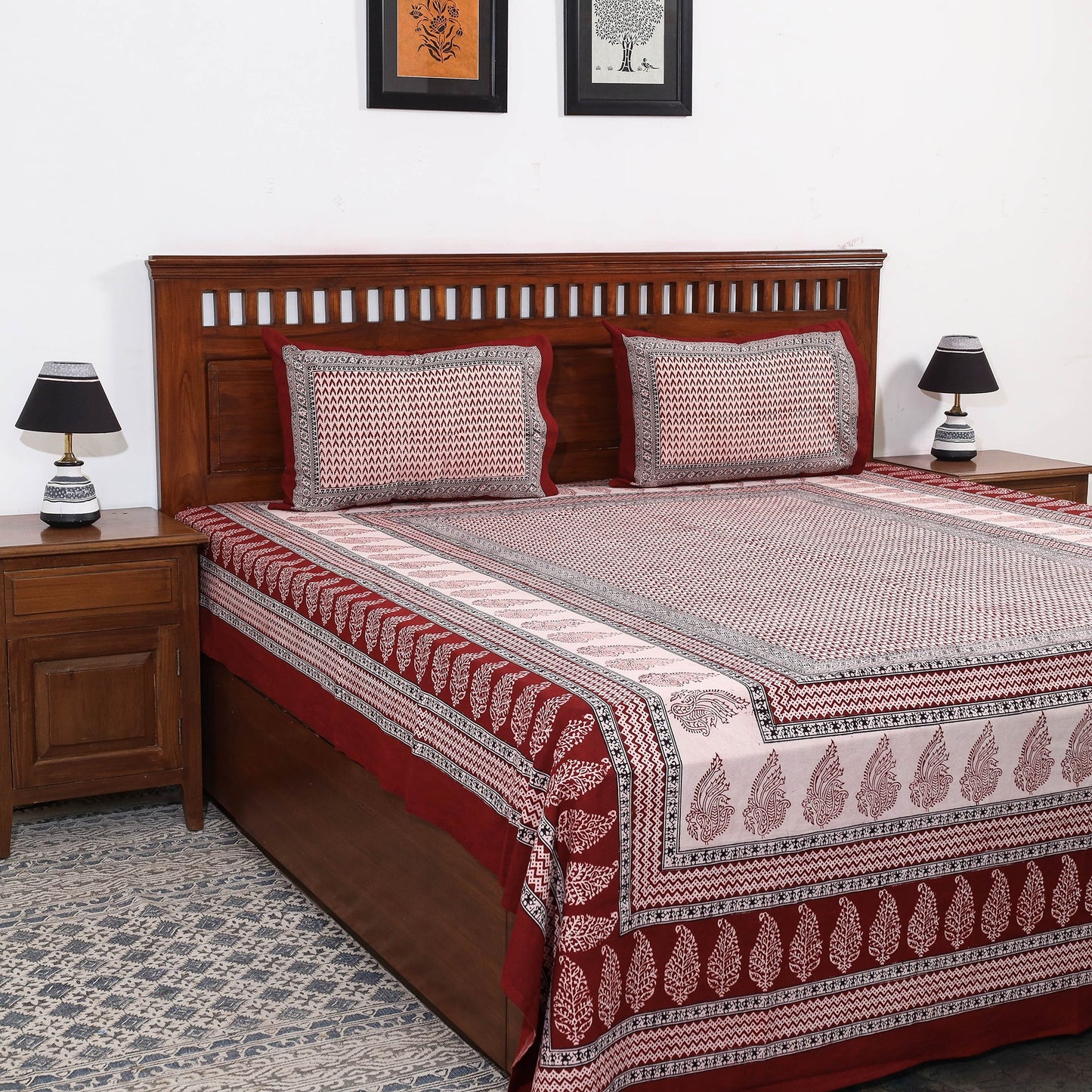 Bagh Block Printed Cotton Bedcover