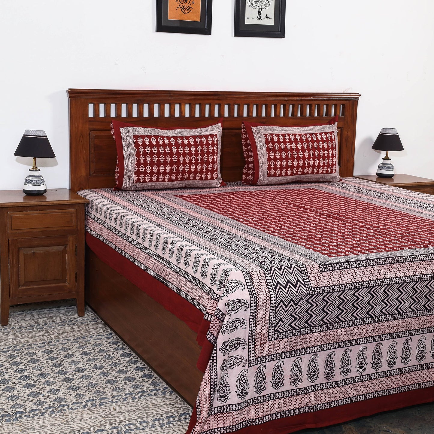 Buy Bagh Block Printed Cotton Bedcover Online l iTokri.com
