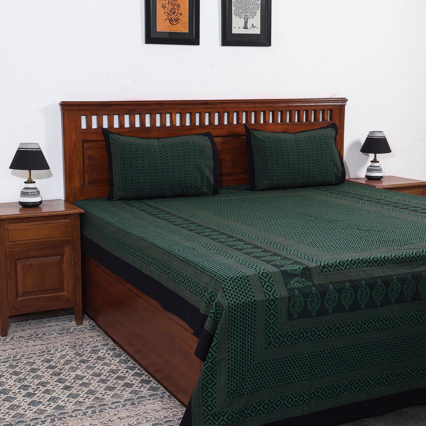 Bagh Block Printed Cotton Bedcover