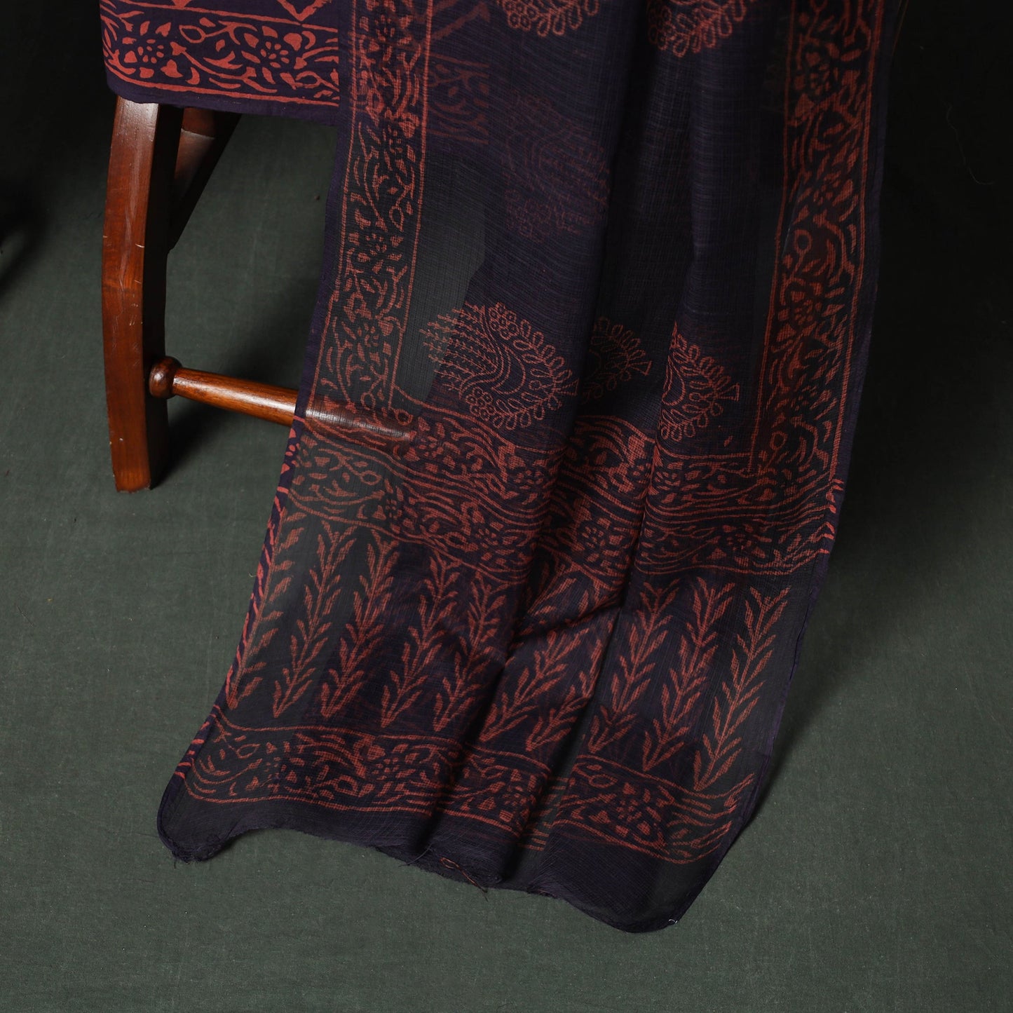 Bagru hand block print kota doria cotton natural dyed 3pc