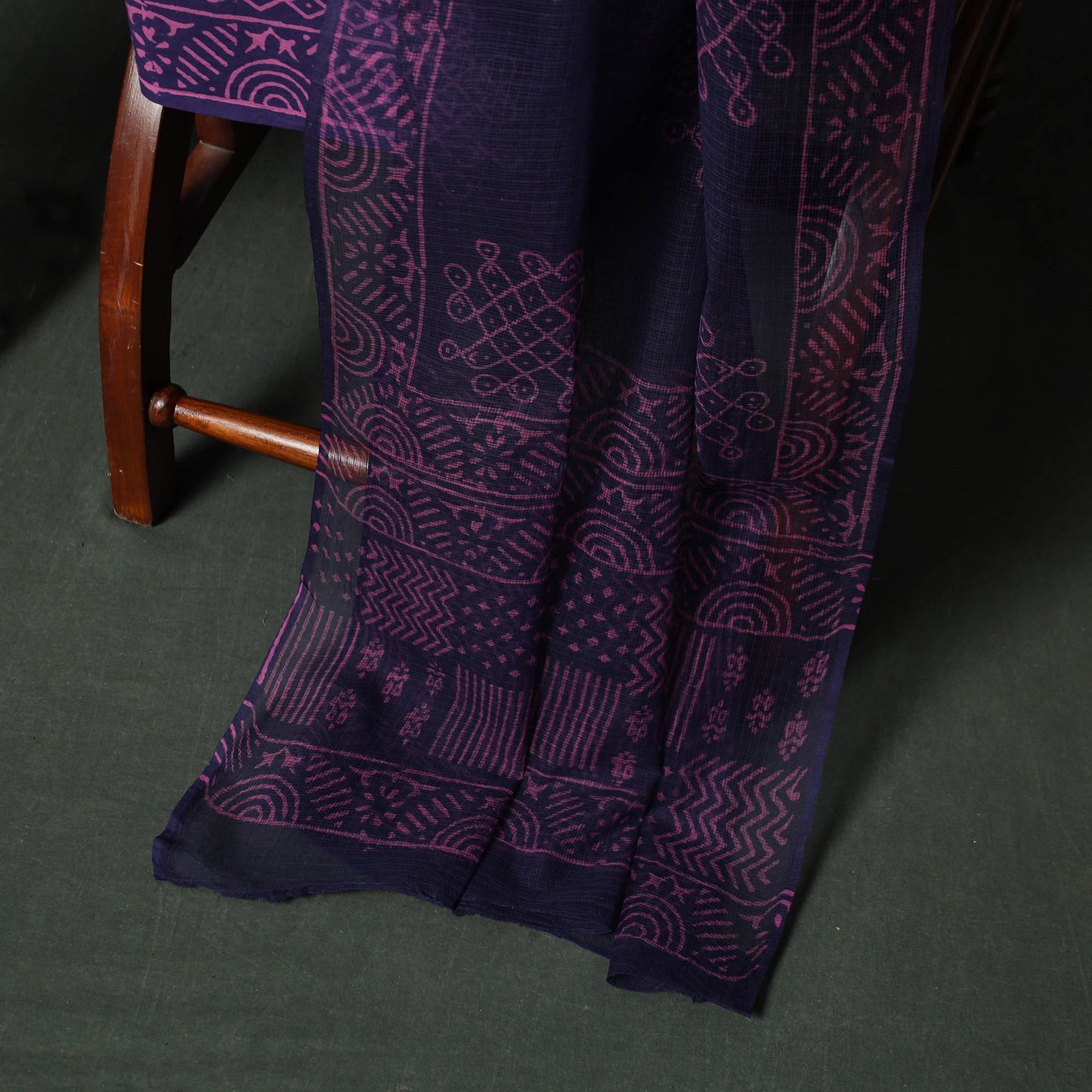 Bagru hand block print kota doria cotton natural dyed 3pc
