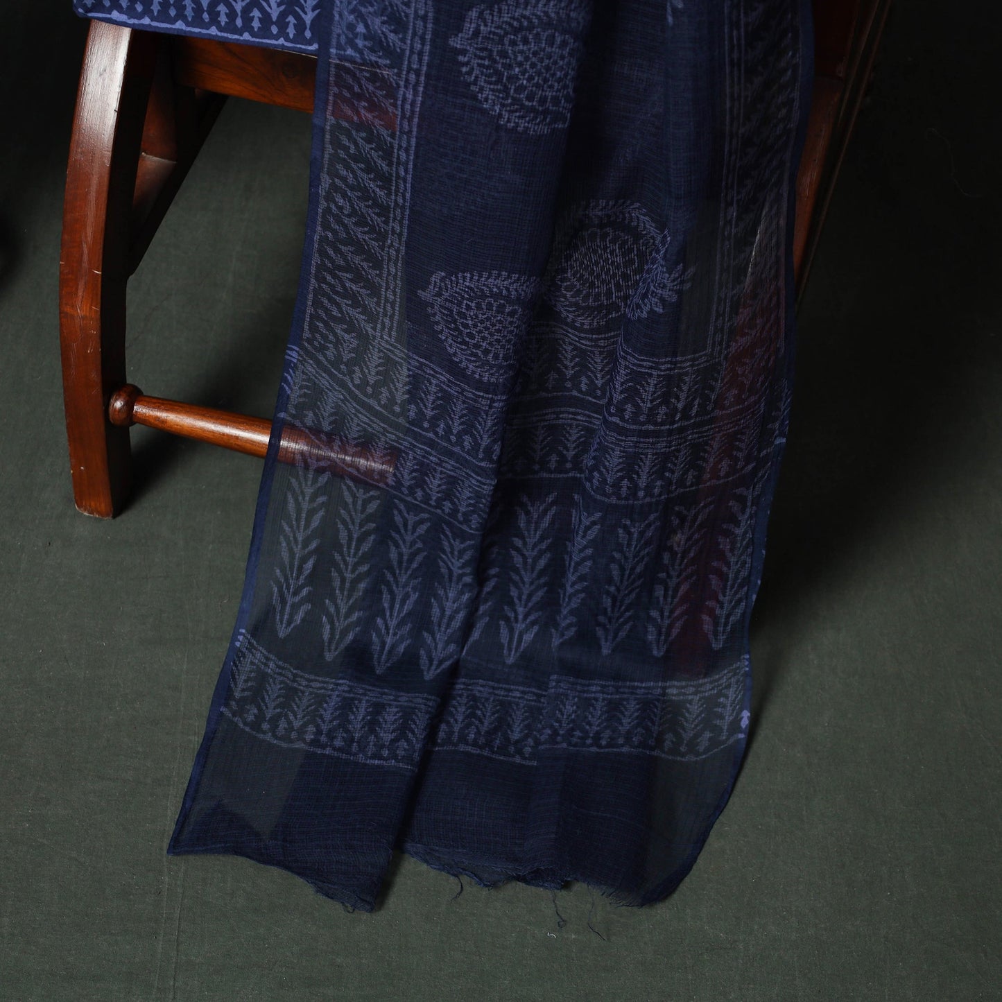 Bagru hand block print kota doria cotton natural dyed 3pc