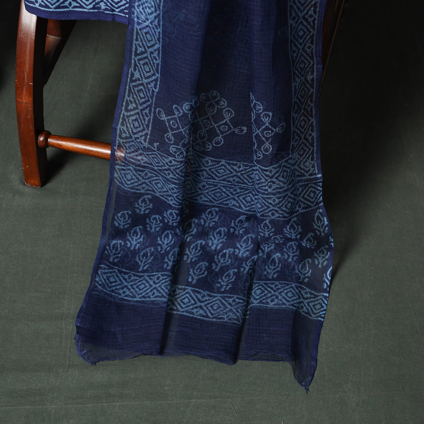 Bagru hand block print kota doria cotton natural dyed 3pc