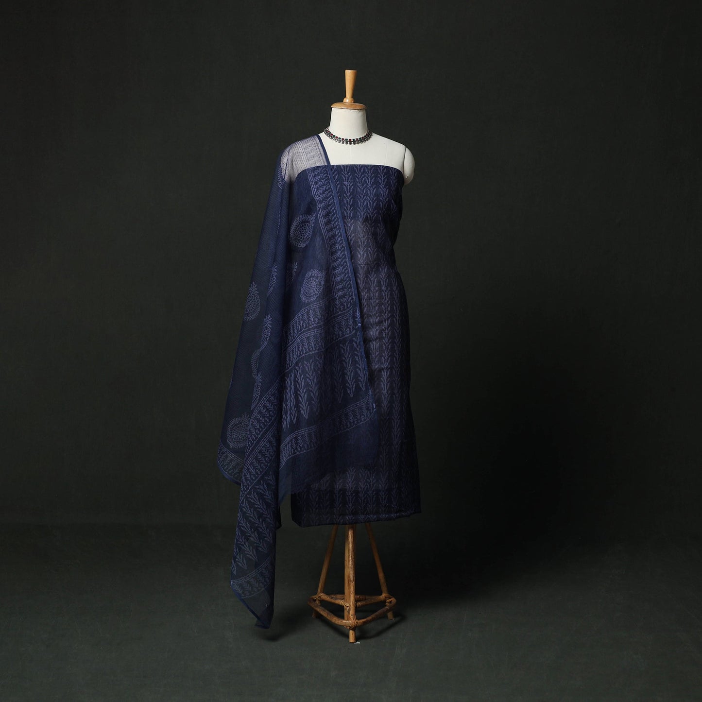 Bagru hand block print kota doria cotton natural dyed 3pc