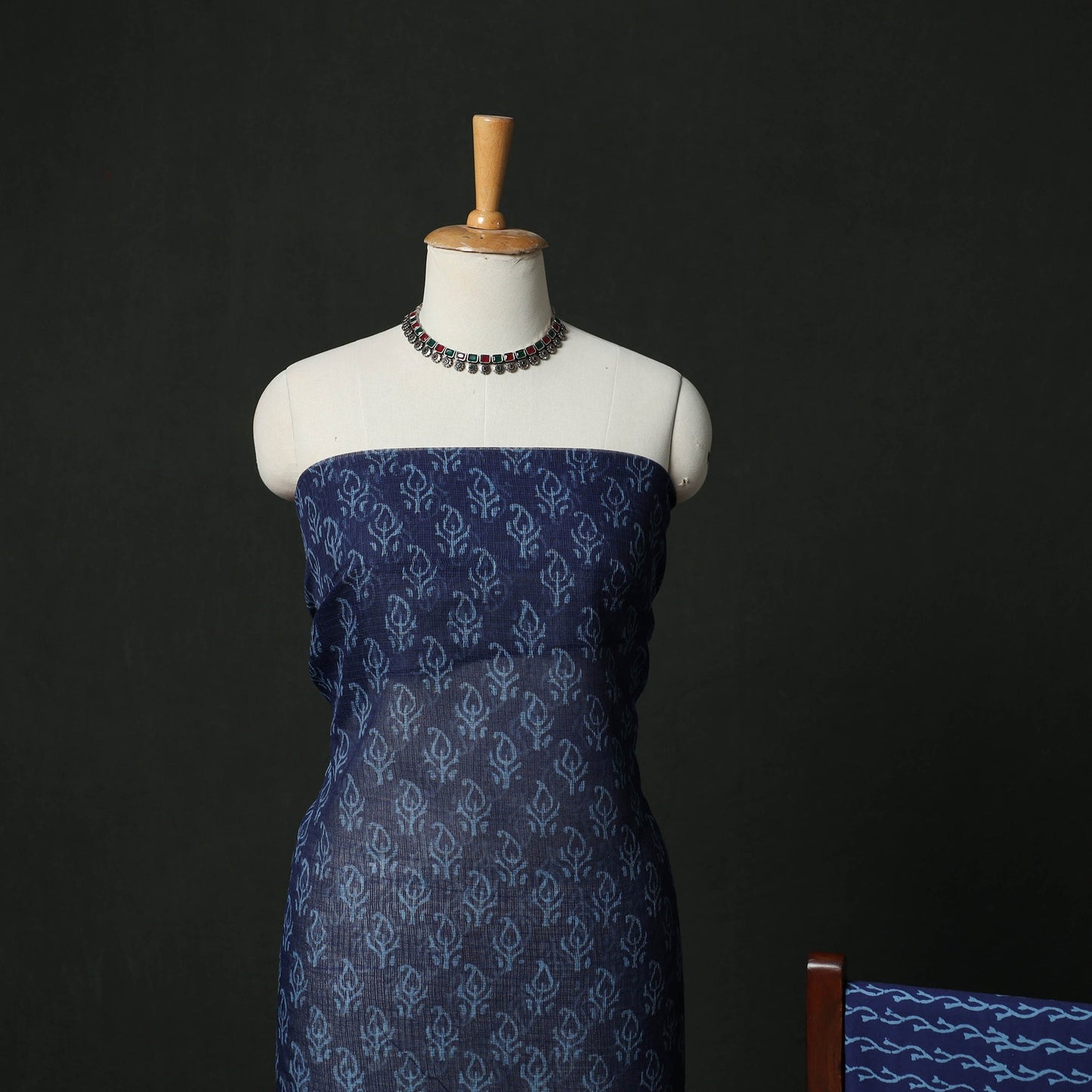 Bagru hand block print kota doria cotton natural dyed 3pc