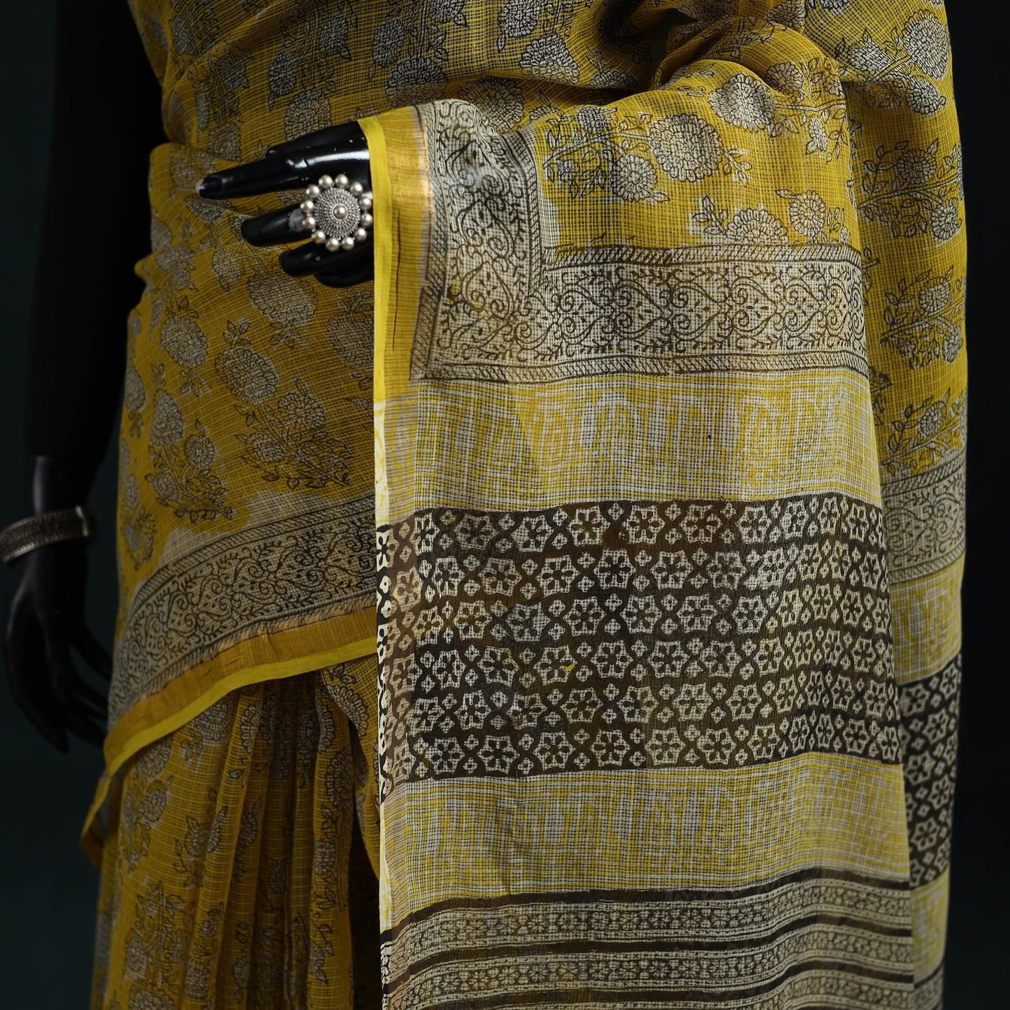 Bagru hand block print kota doria cotton saree 36