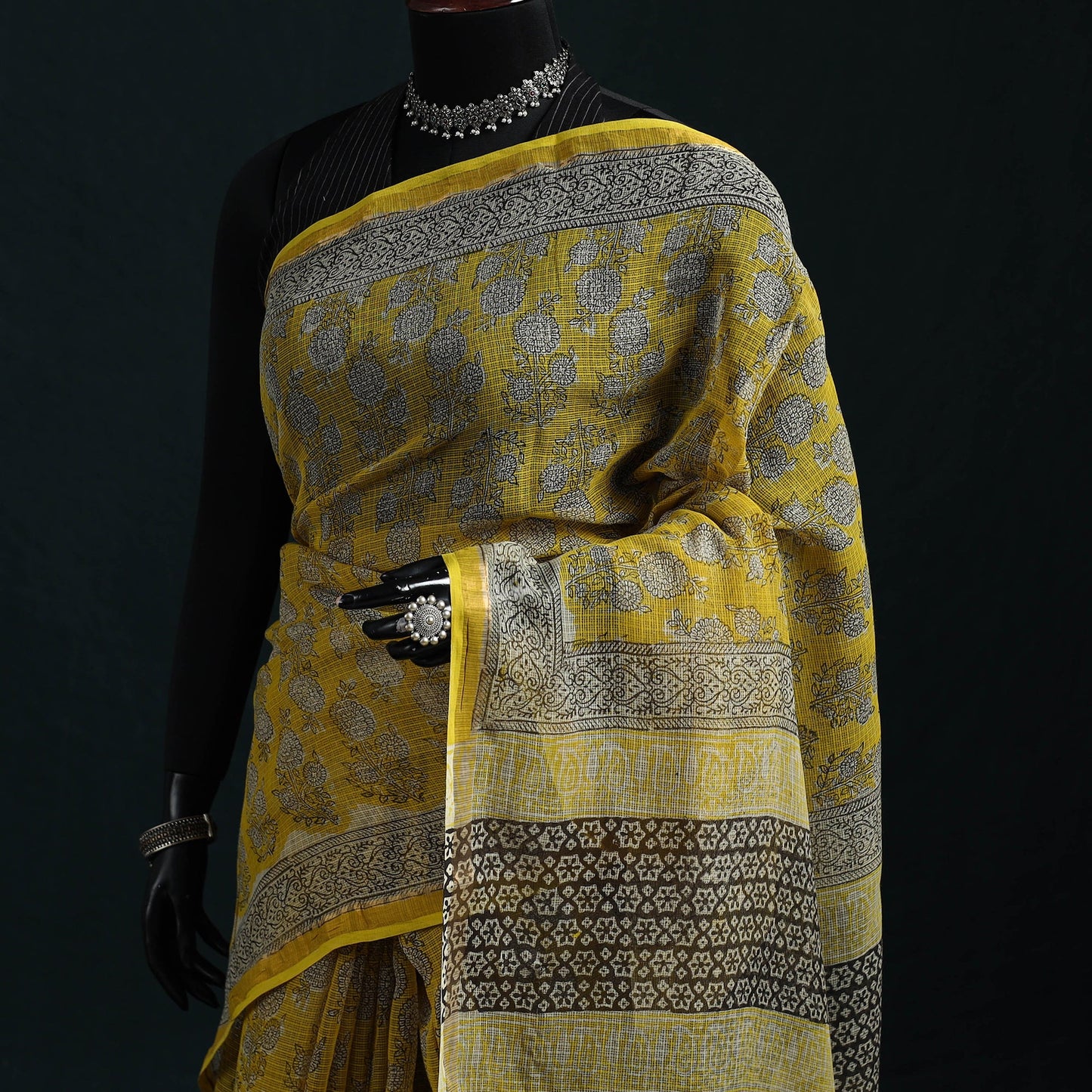 Bagru hand block print kota doria cotton saree 36