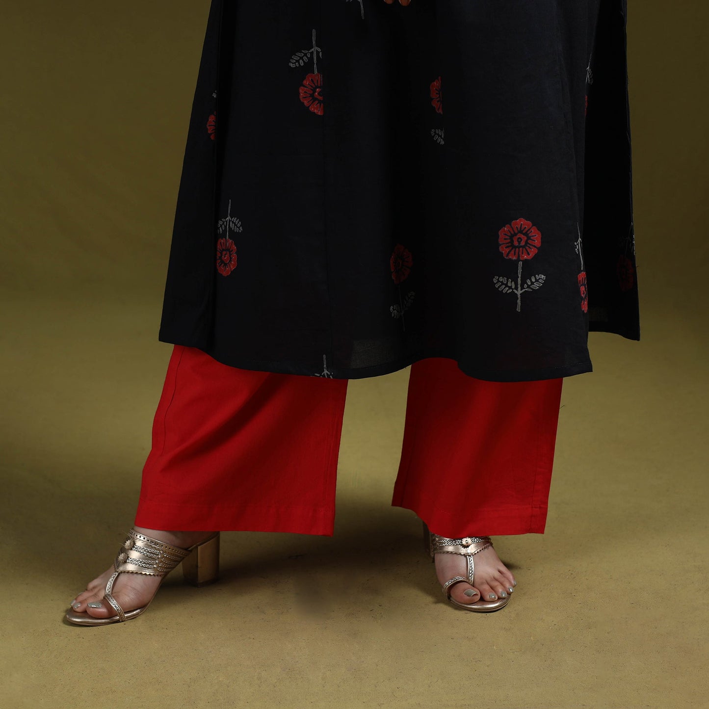 Bagru hand block print syahi begar cotton a-line kurta