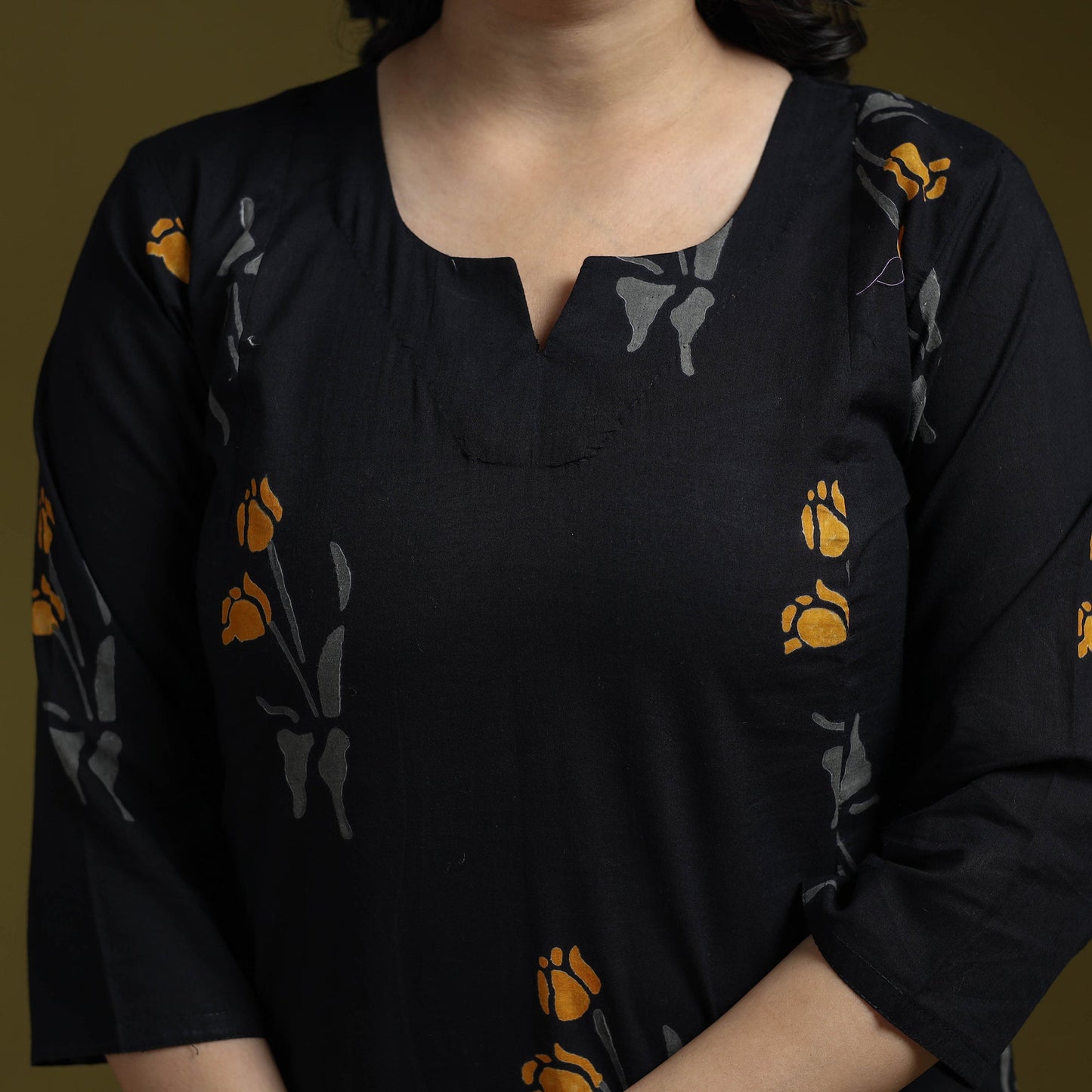 Bagru hand block print syahi begar cotton a-line kurta