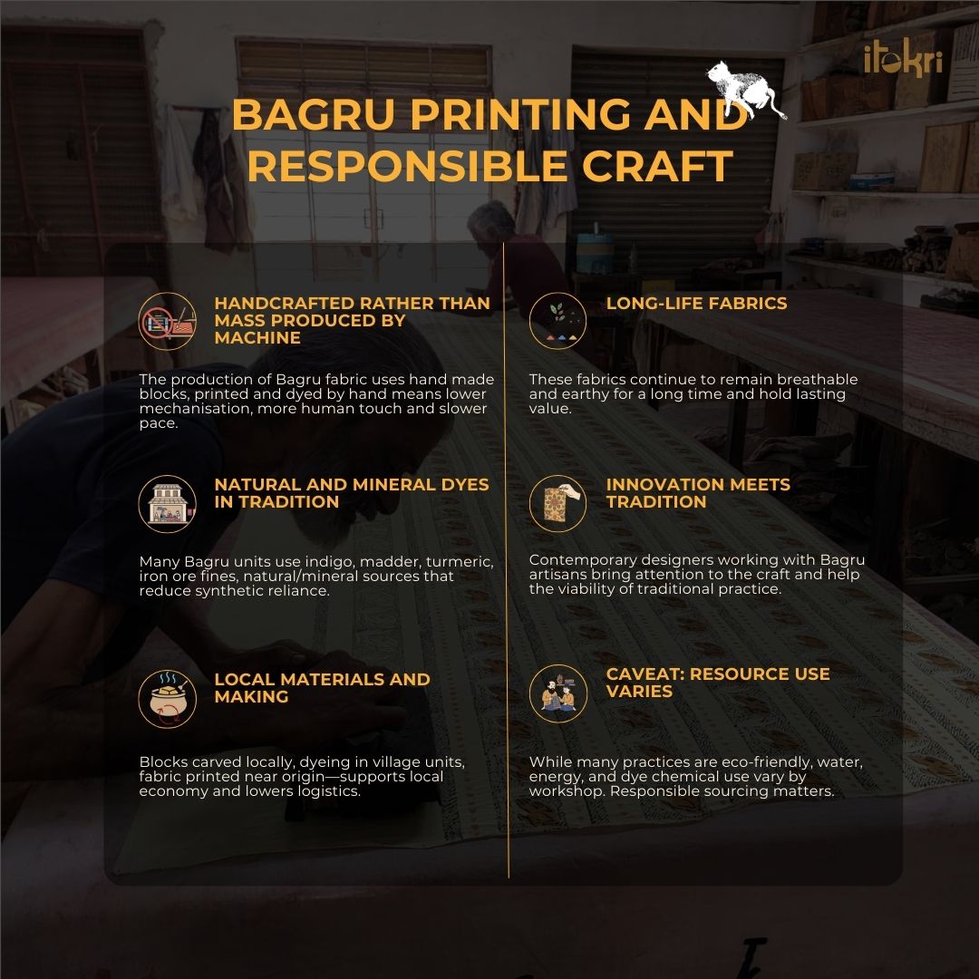 Bagru hand block print syahi begar embroidered cotton