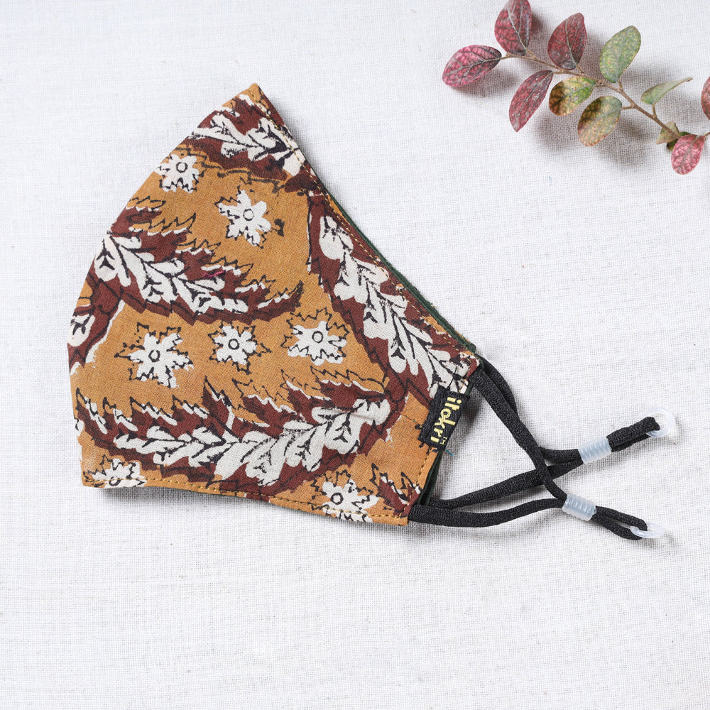 Bagru Block Printed Cotton 3 Layer Snug Fit Face Cover